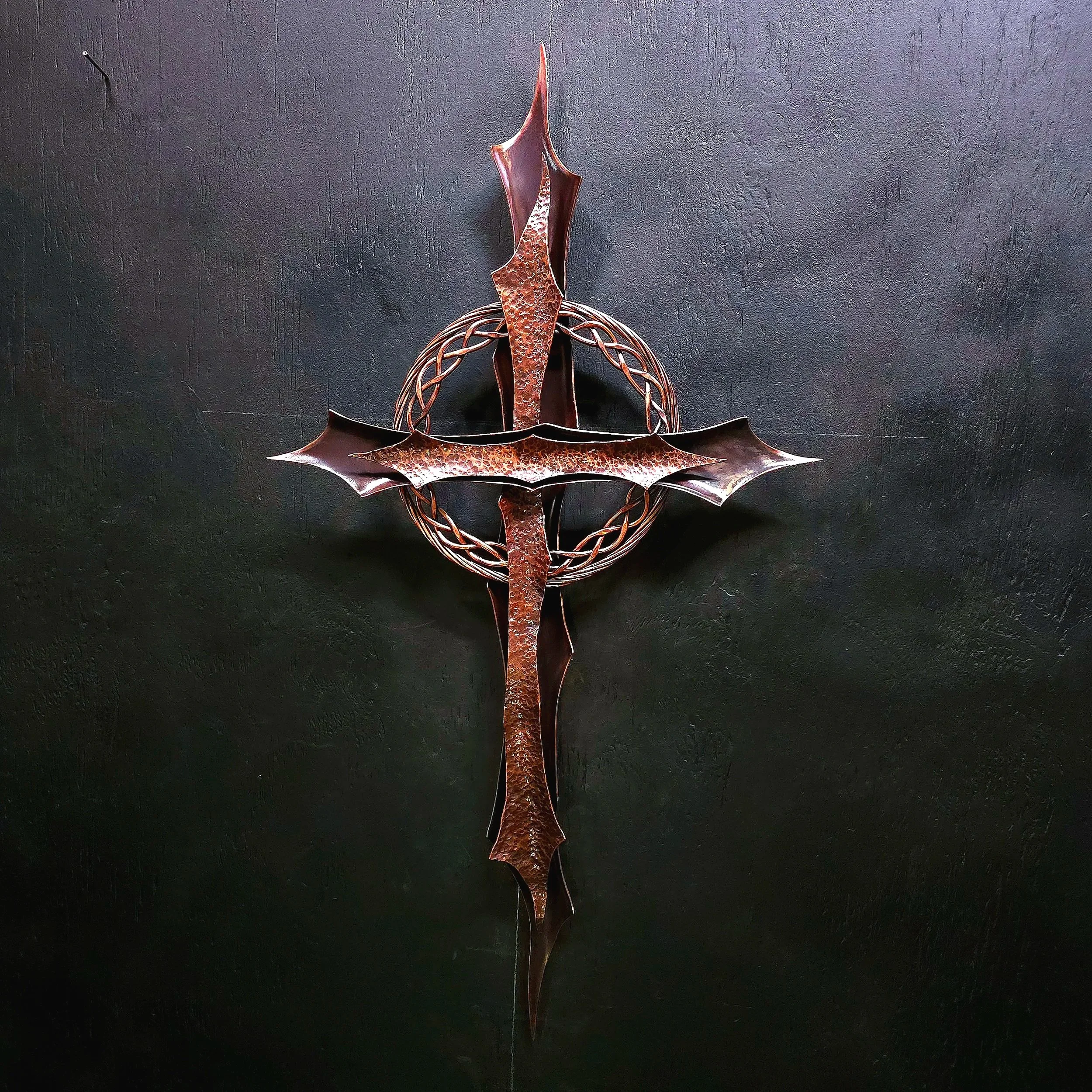 Hand-Hammered Copper Cross #.2101