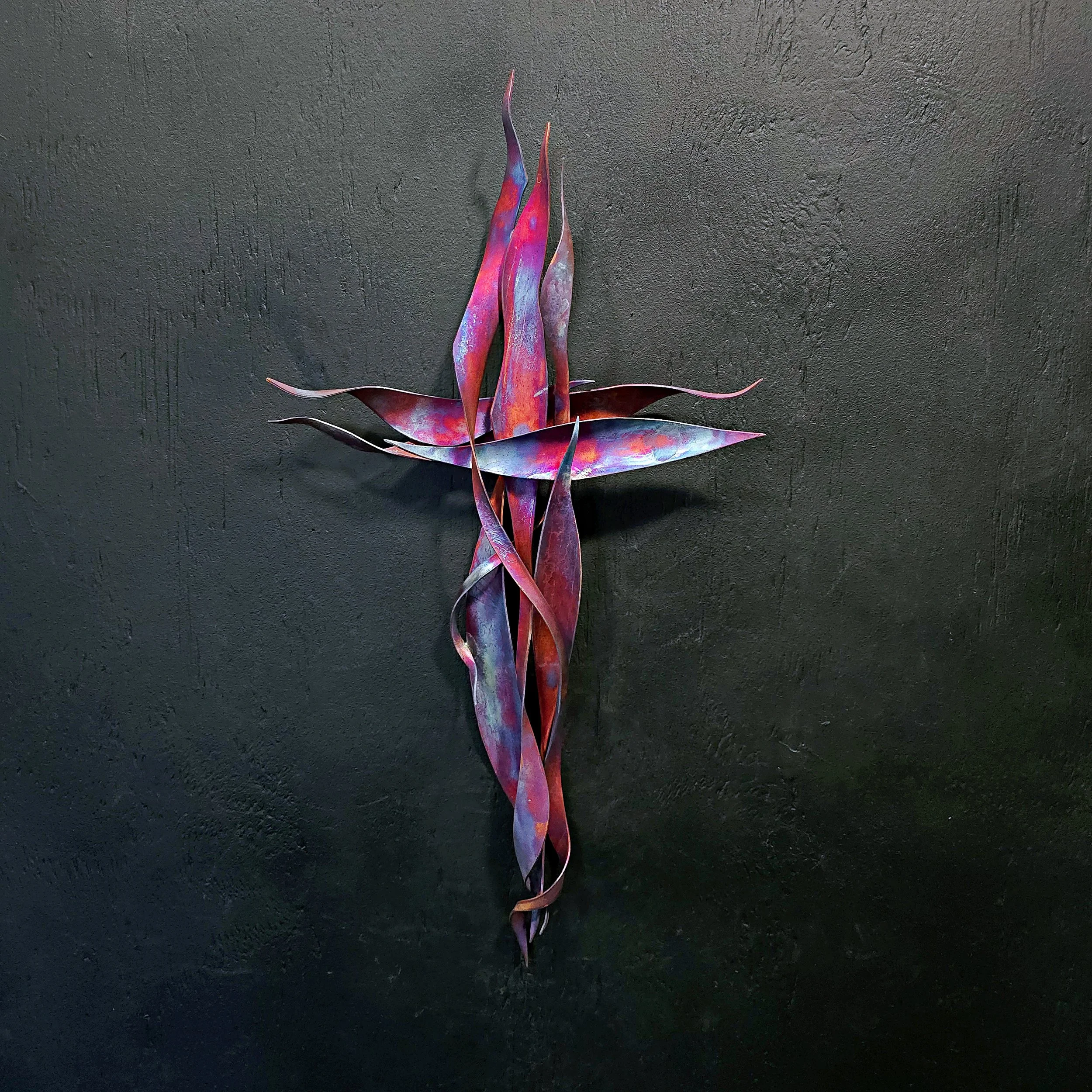 Flame-painted Copper Cross #.2095