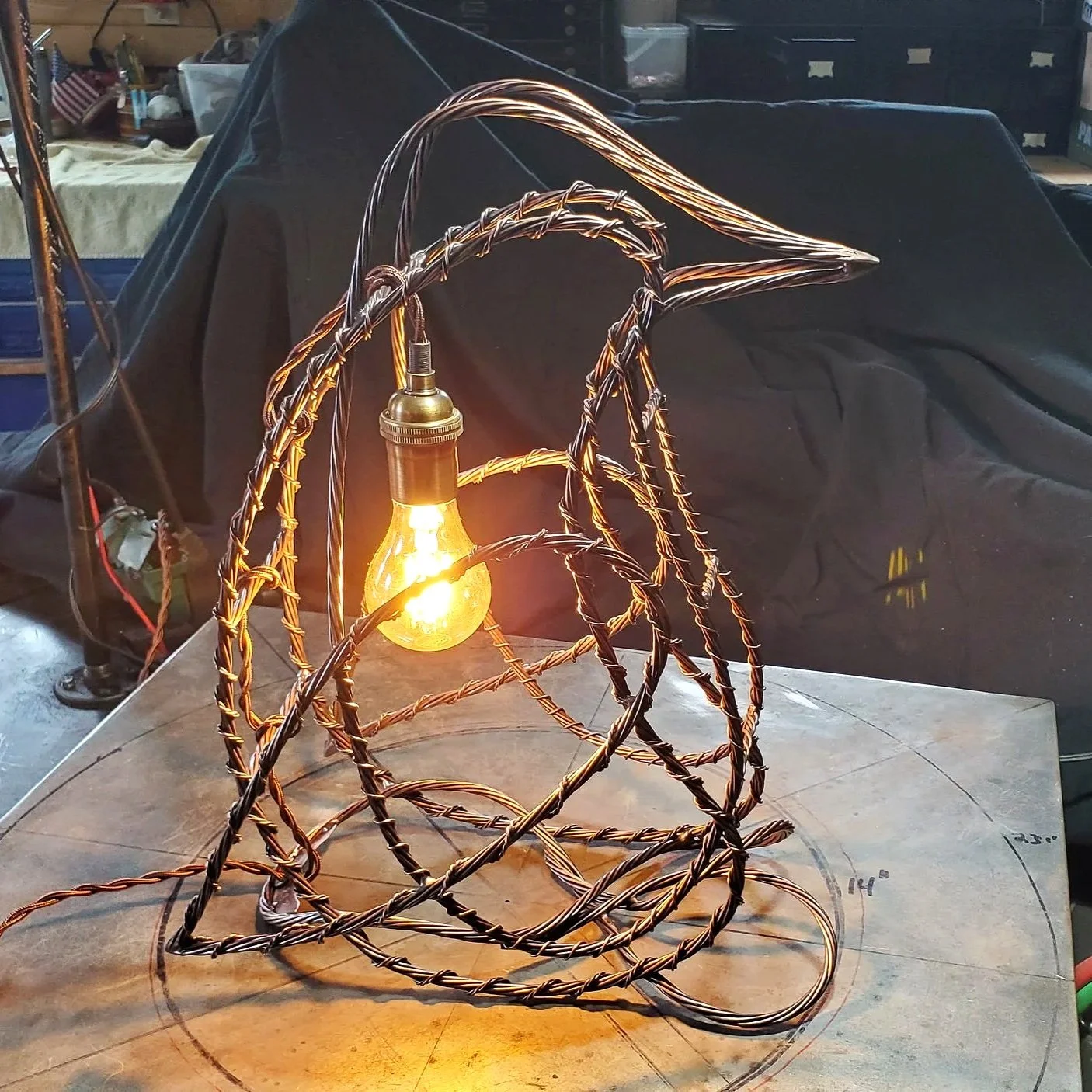 Waddles: Handcrafted Copper Wire Penguin Lamp