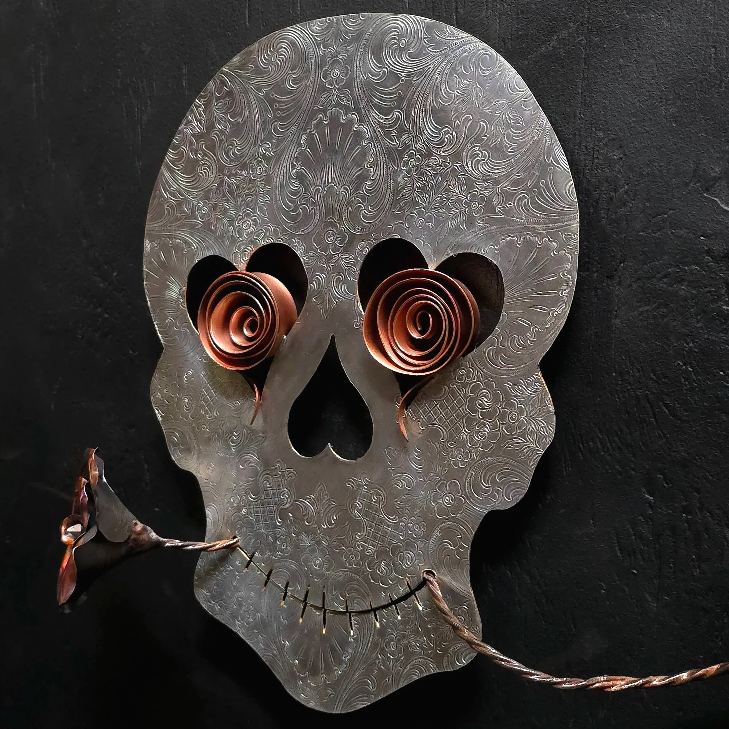 comedy-silver-sugar-skull-with-rose-front-right