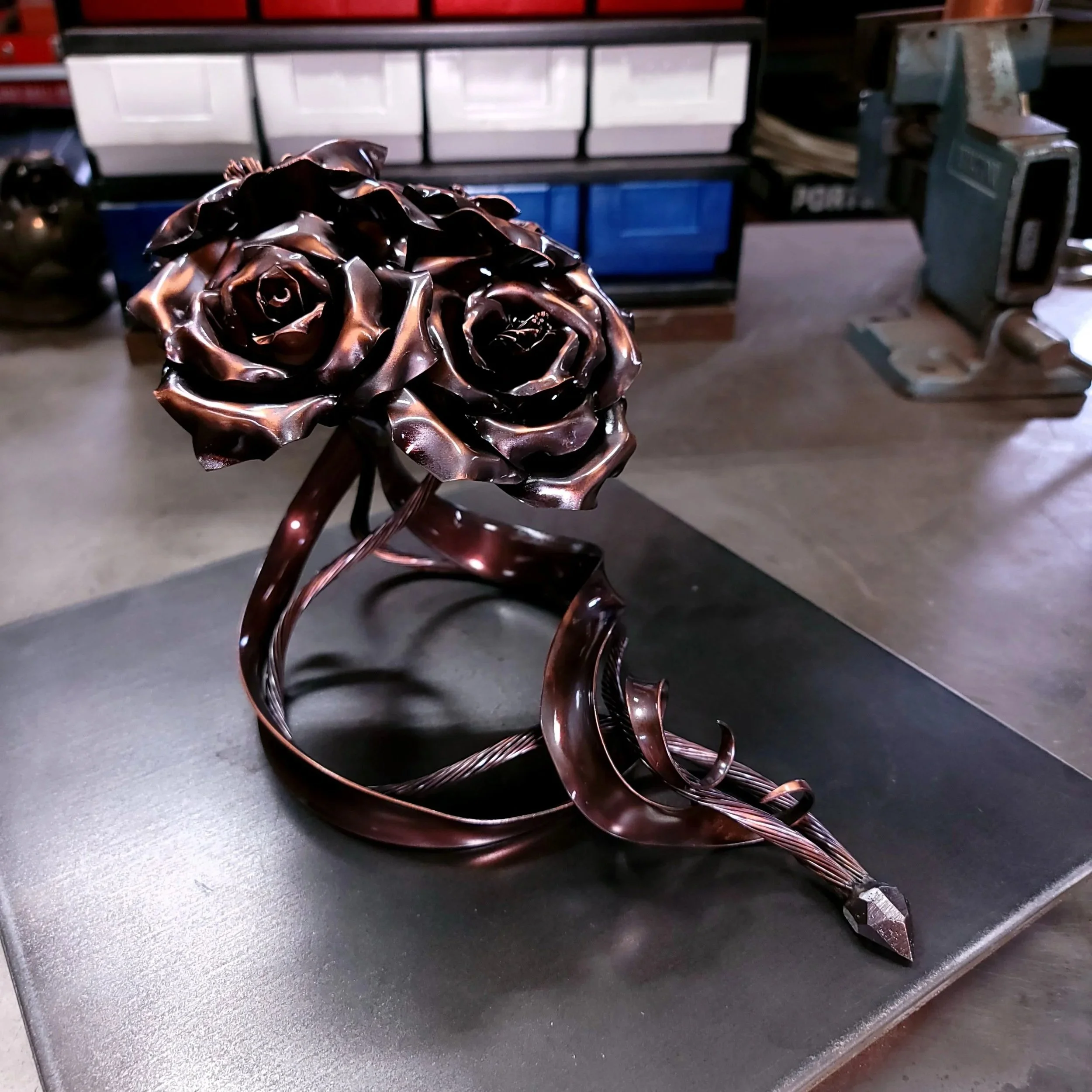 family-copper-rose-bouquet-sculpture-antique