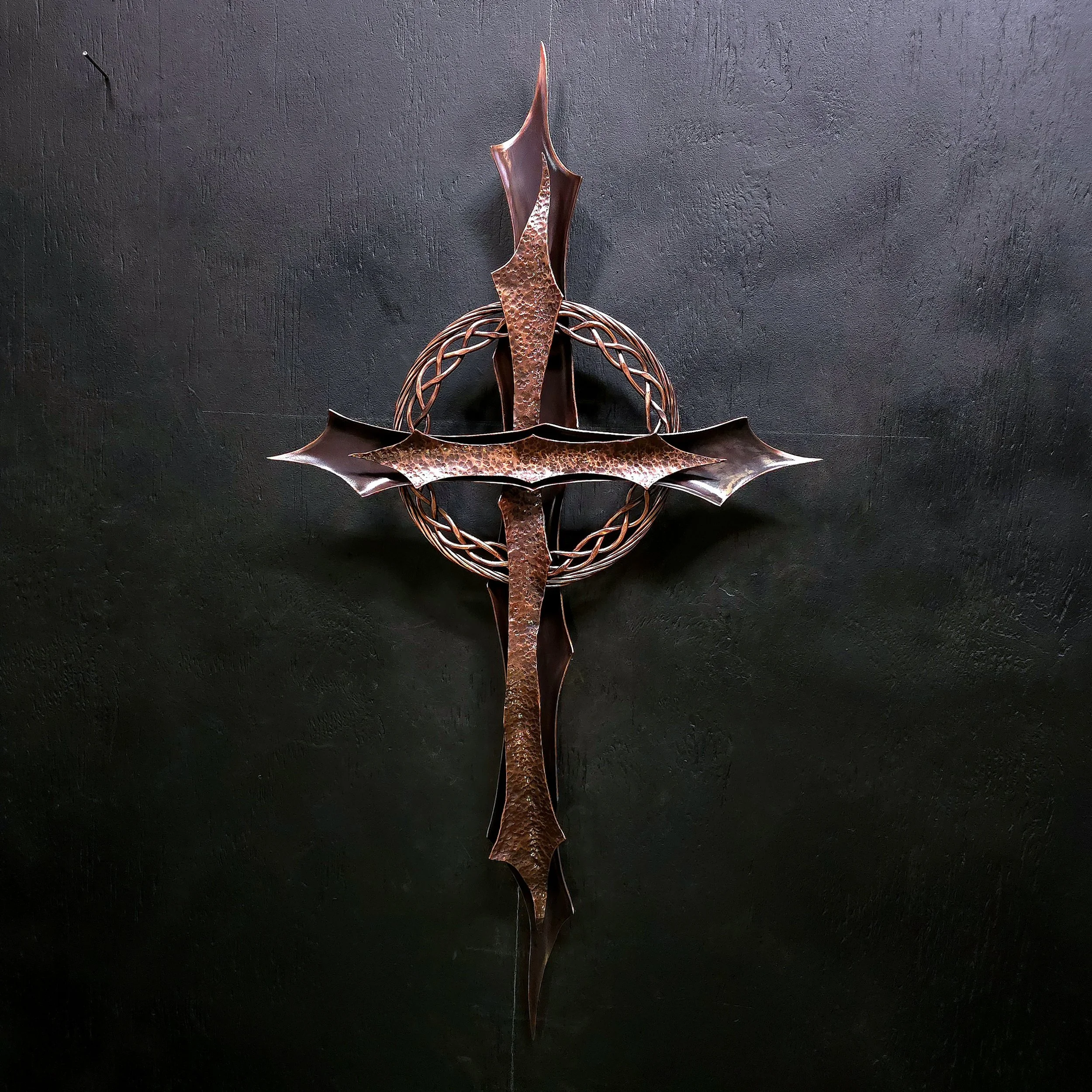 Large Copper Hand-Hammered Celtic Cross