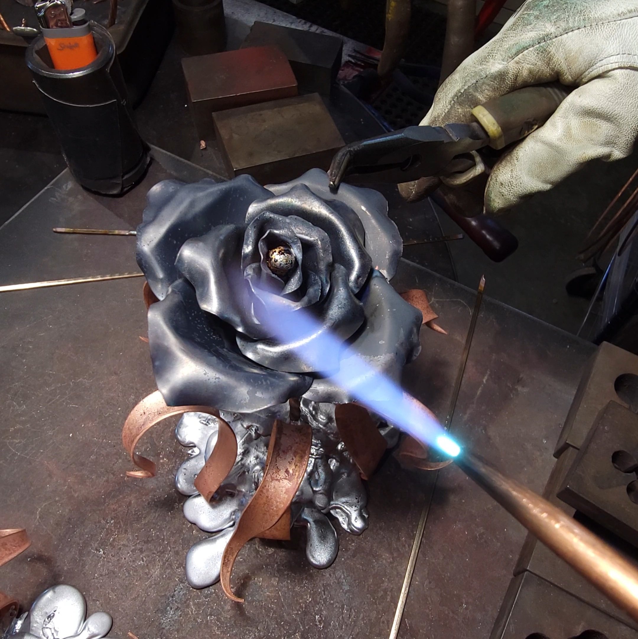splash-copper-rose-sculpture-work-in-progress