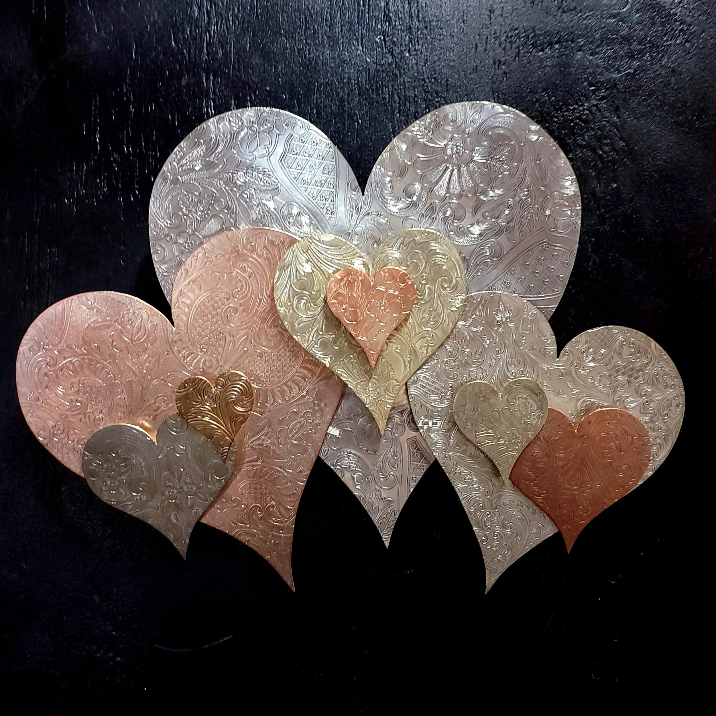 Heart Cloud #1580 Created with Reclaimed Copper and Brass Vintage Silver-Plate in a Polished High Gloss Finish