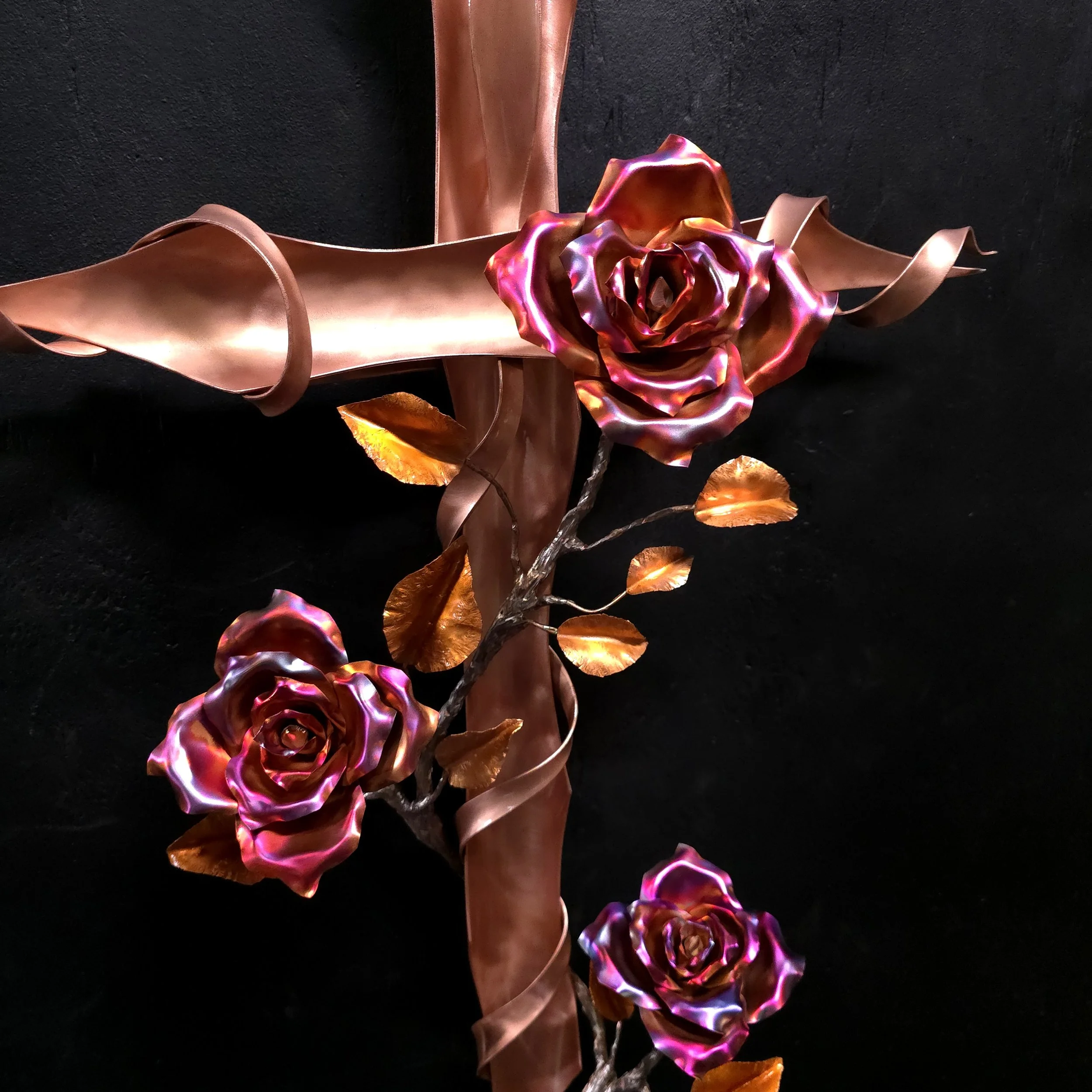 polished-copper-cross-with-vining-roses-center