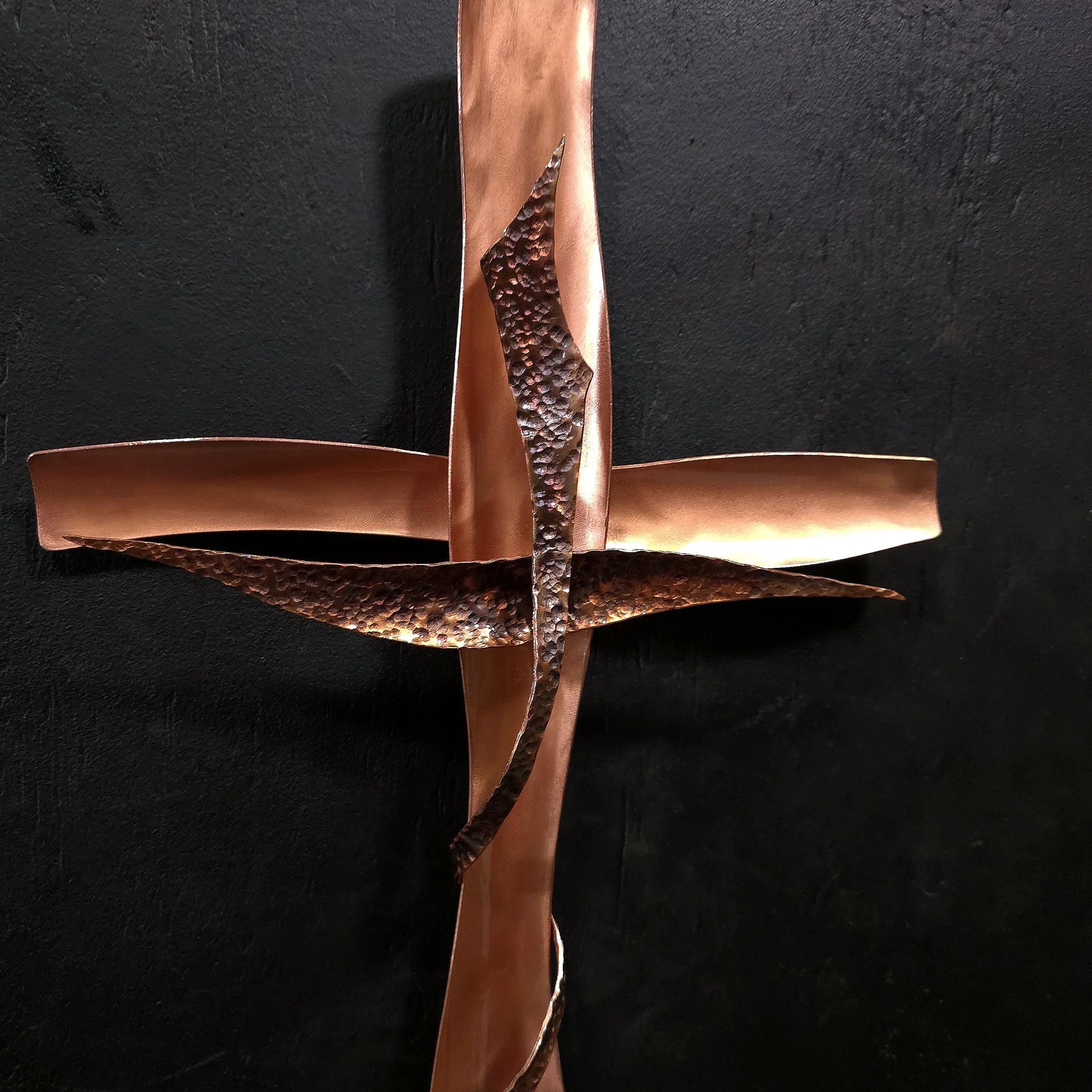 copper-cross-hand-hammered-top-left-view