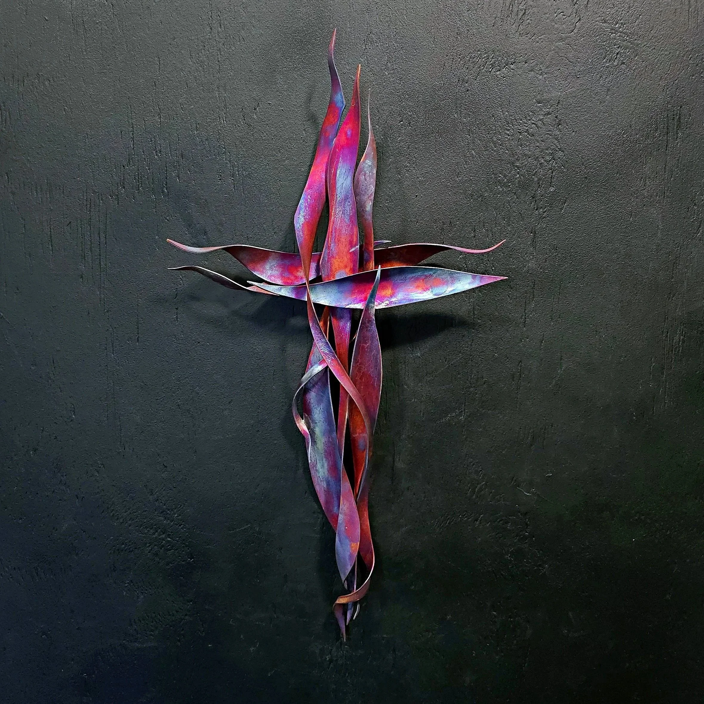 twisting-copper-cross-matte-flame-finish-front