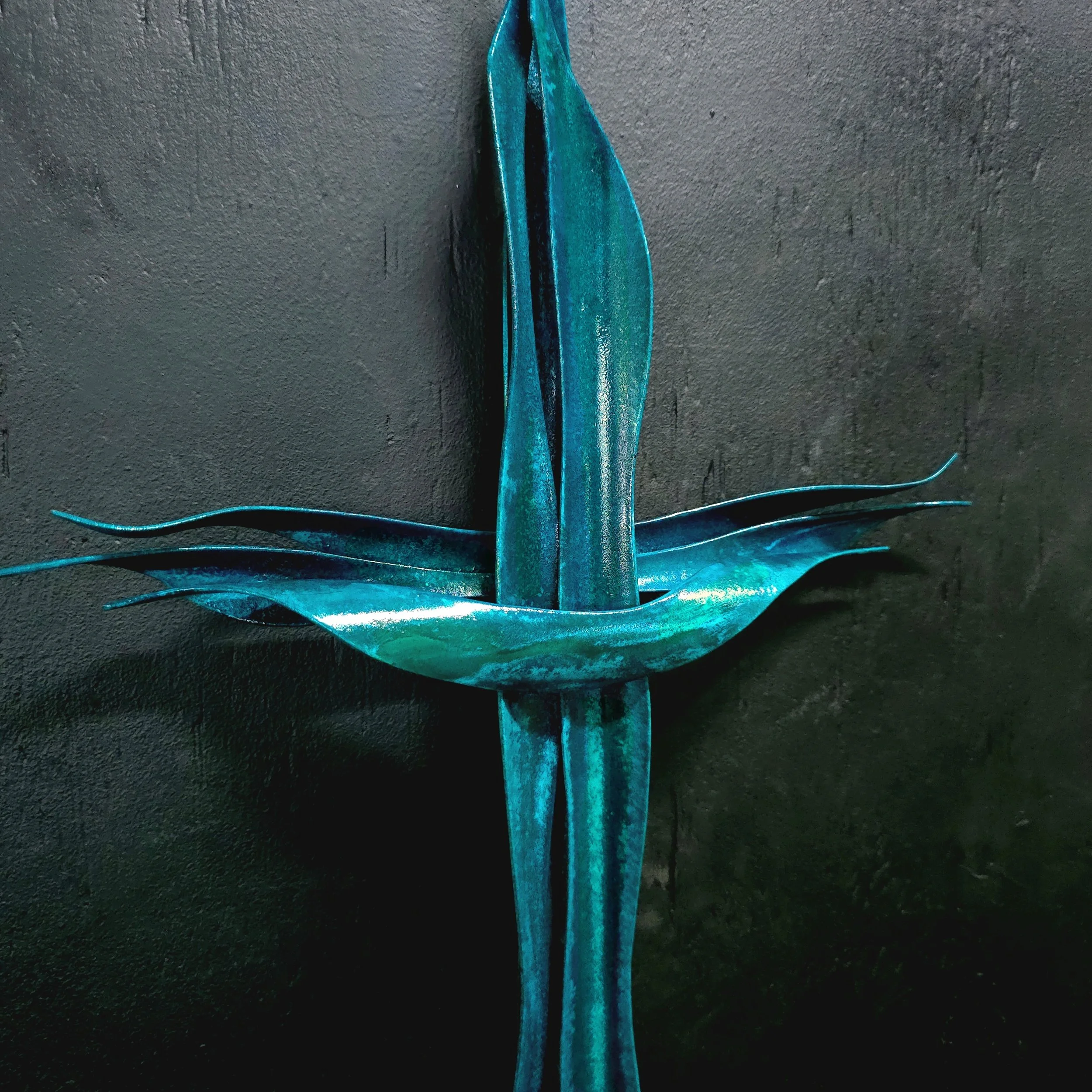 copper-cross-patina-finish-front-view