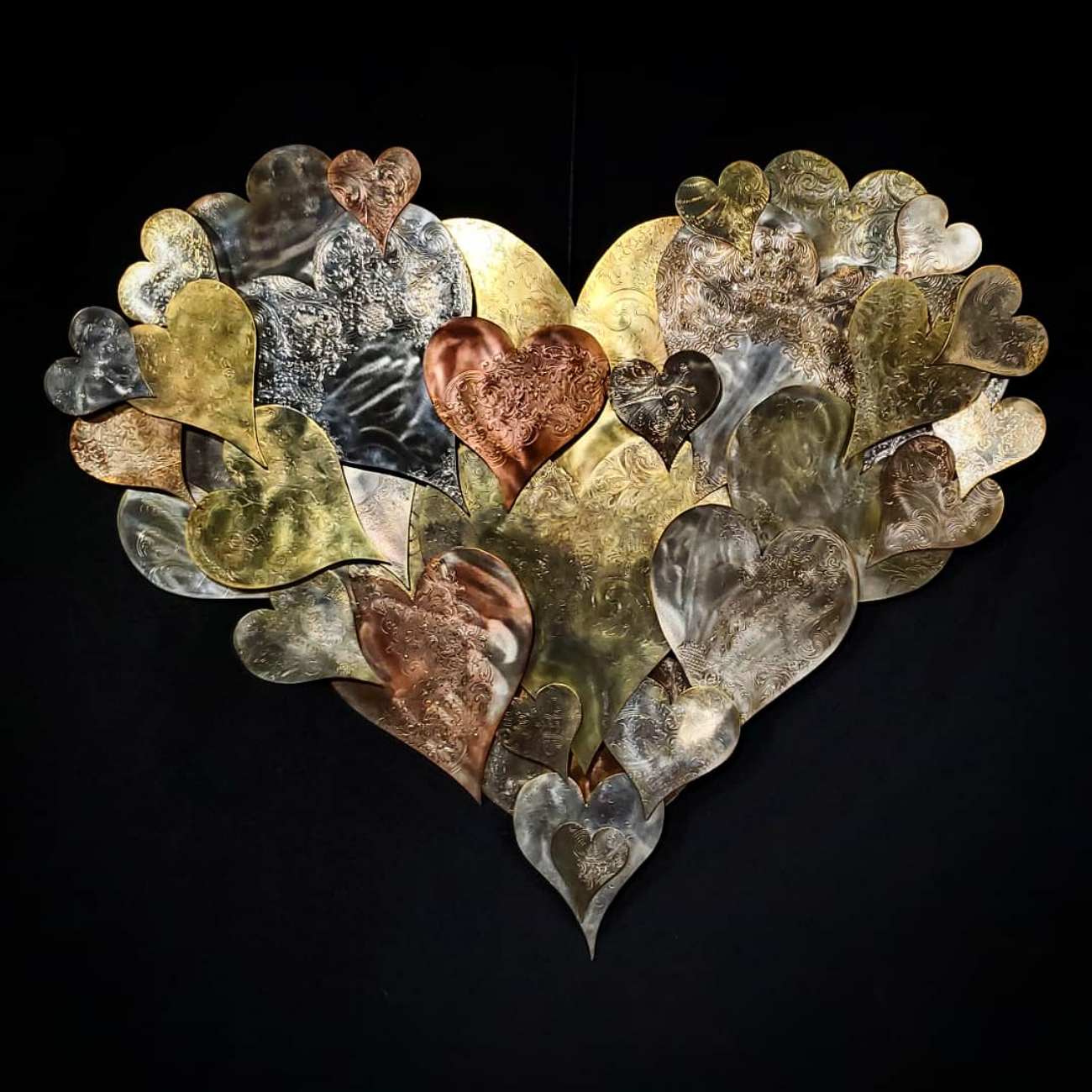 'Magnum Opus' 2024 Heart Cloud of the Year Created from Copper and Brass Silver-Plate with Embossed Scrollwork