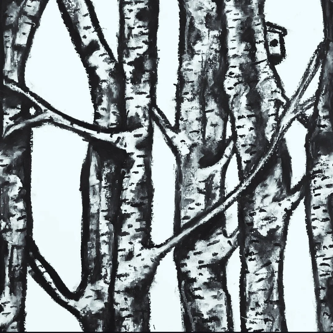 Birch Tree Forest (oil stick on paper 2024)