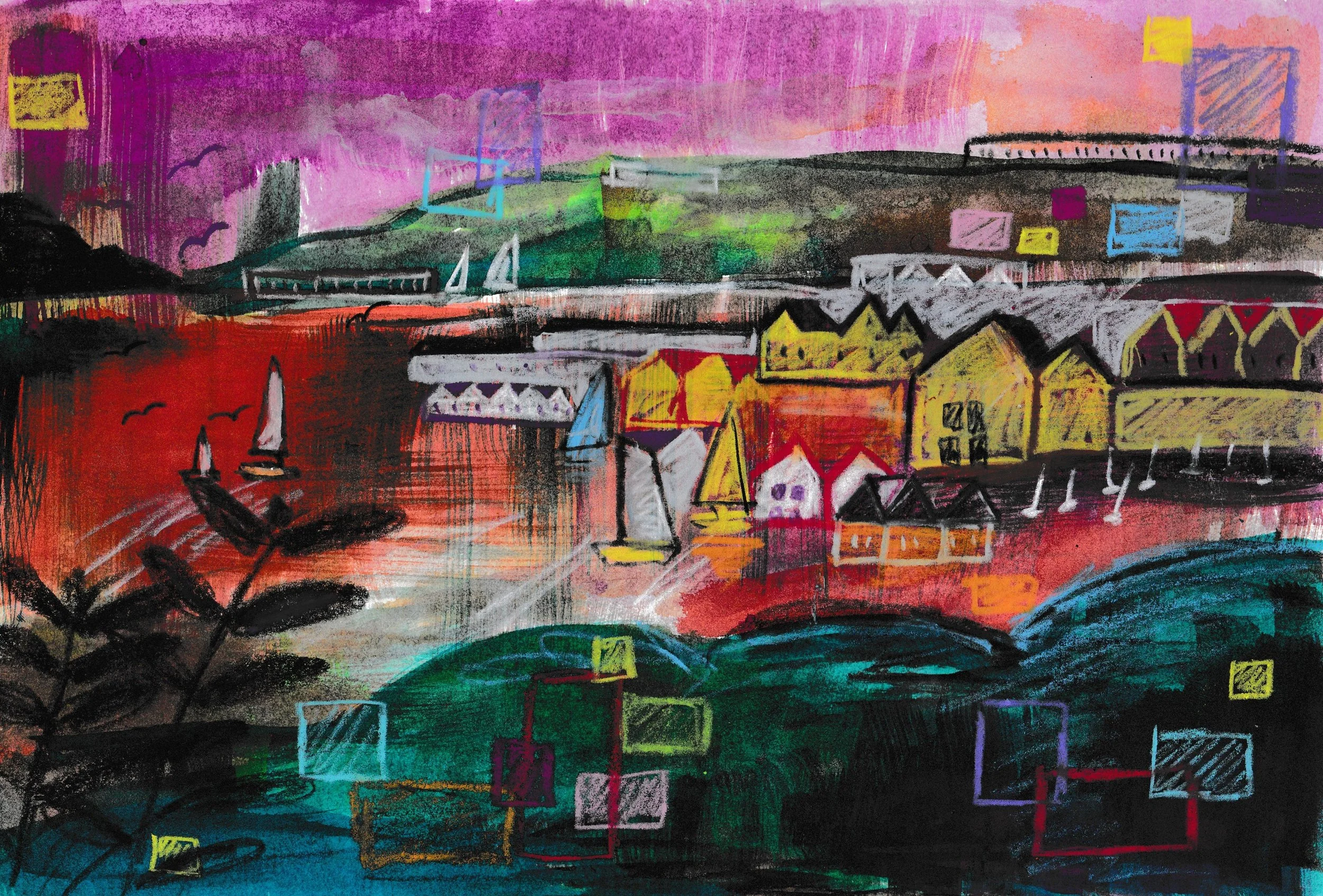 The Jurassic Coast (mixed media on paper 2025)