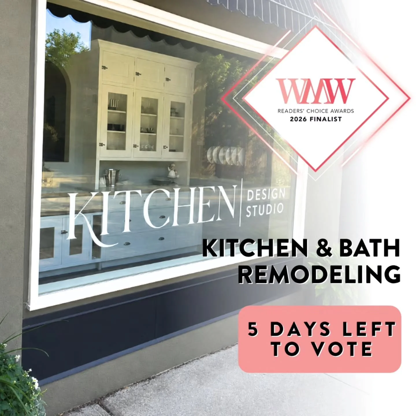 Five days left. Kitchen Design Studio is honored to be a Top 3 finalist for Kitchen &amp; Bath Remodeling in the 2026 West Michigan Woman Readers&rsquo; Choice Awards.

And what makes this recognition especially meaningful is that you nominated us. O