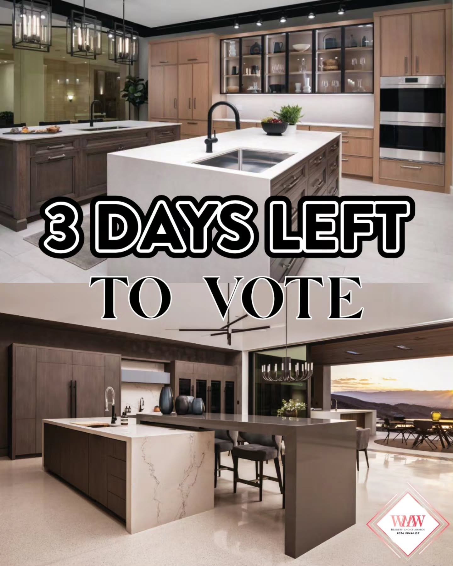 3 DAYS LEFT! ✨ Kitchen Design Studio is honored to be a Top 3 finalist for Kitchen &amp; Bath Remodeling in the West Michigan Woman Readers&rsquo; Choice Awards. 

You'll find us on page 7 (step 8) under "Kitchen &amp; Bath Remodeling" in t