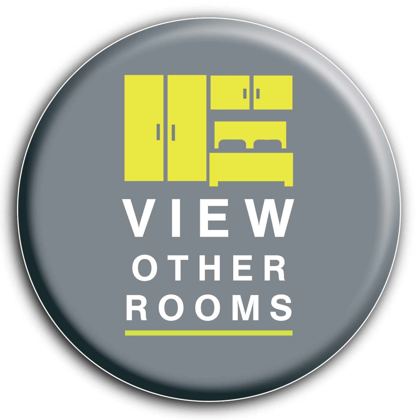 Sign indicating access to additional rooms, featuring a yellow cabinet graphic and the text 'View Other Rooms' on a gray background.