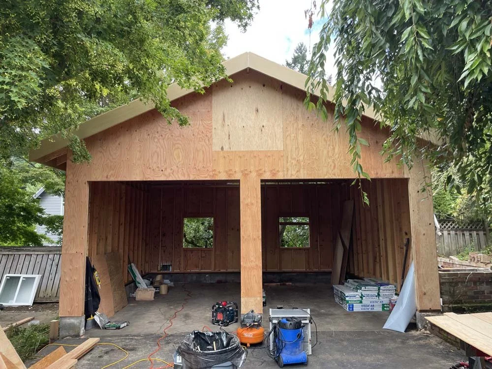 Garage build in progress