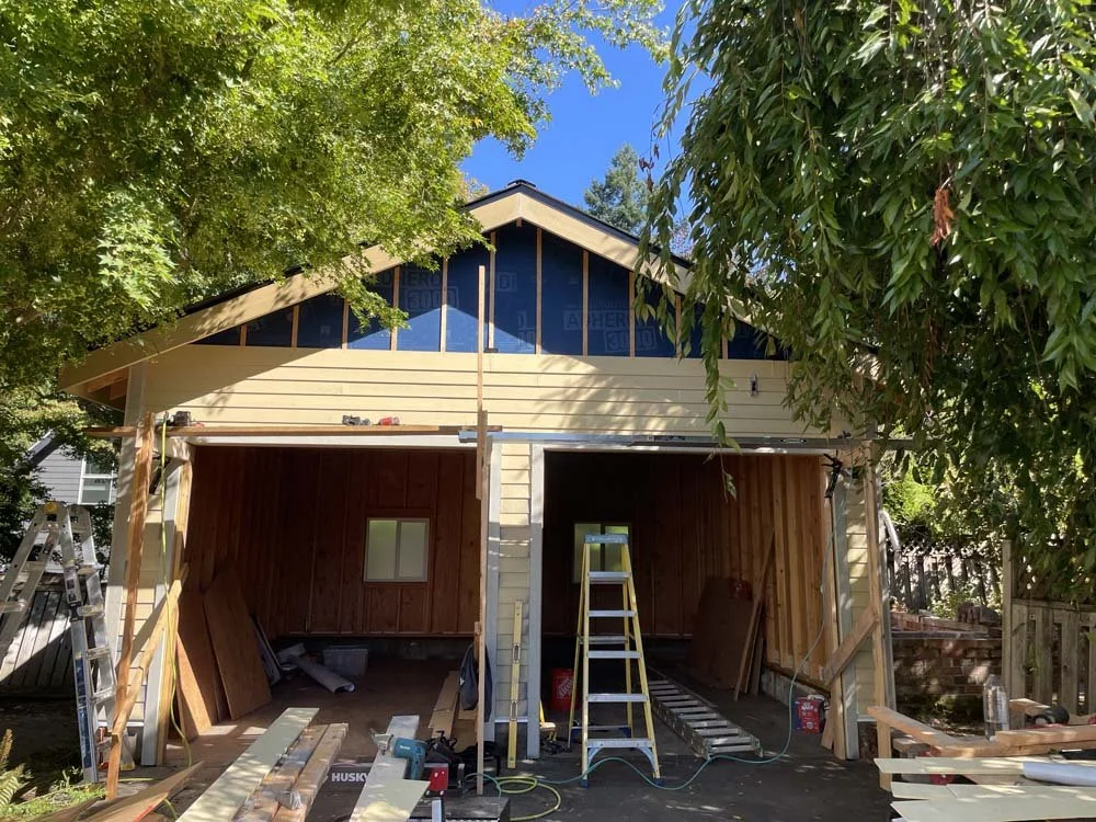 Garage siding work