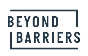 Text reading 'BEYOND BARRIERS' with a stylized border.