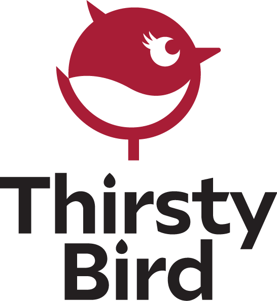 Thirsty Bird Travel logo – Luxury travel orchestration by Kimber Travis, specializing in food and wine experiences.