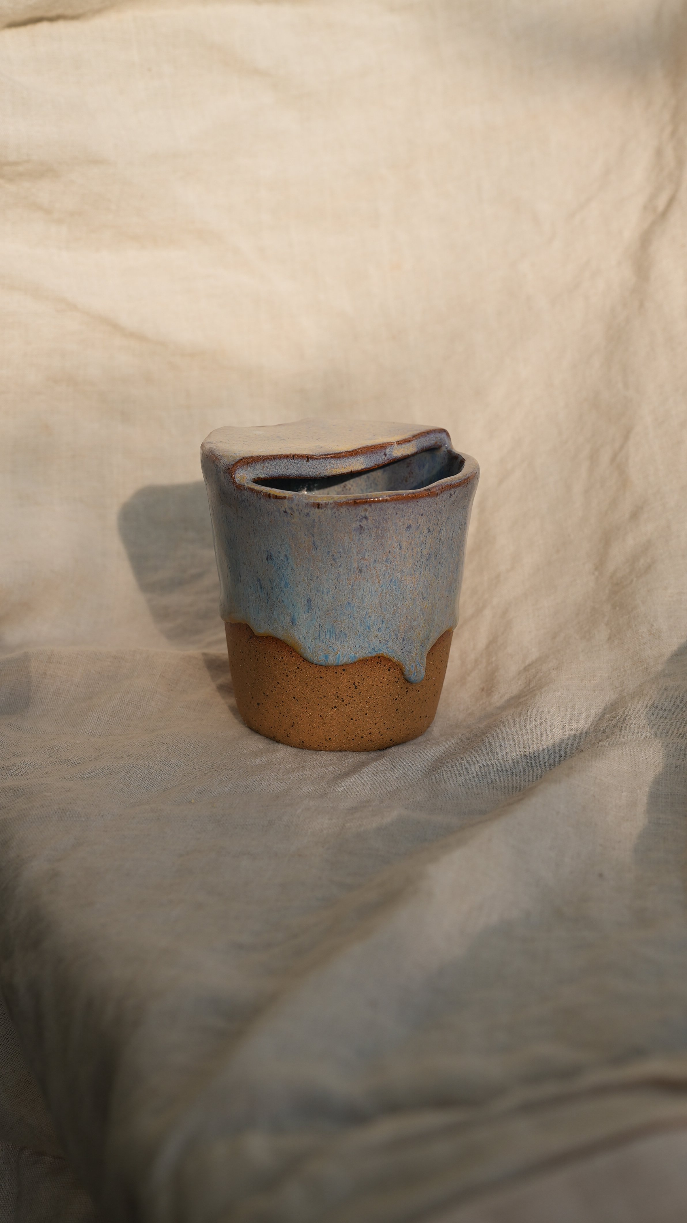 Purple drippy travel mug