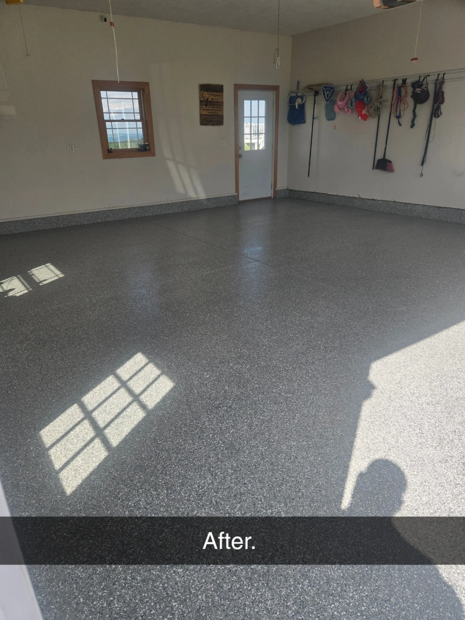Garage Floor with Epoxy Flake System in Utica New York