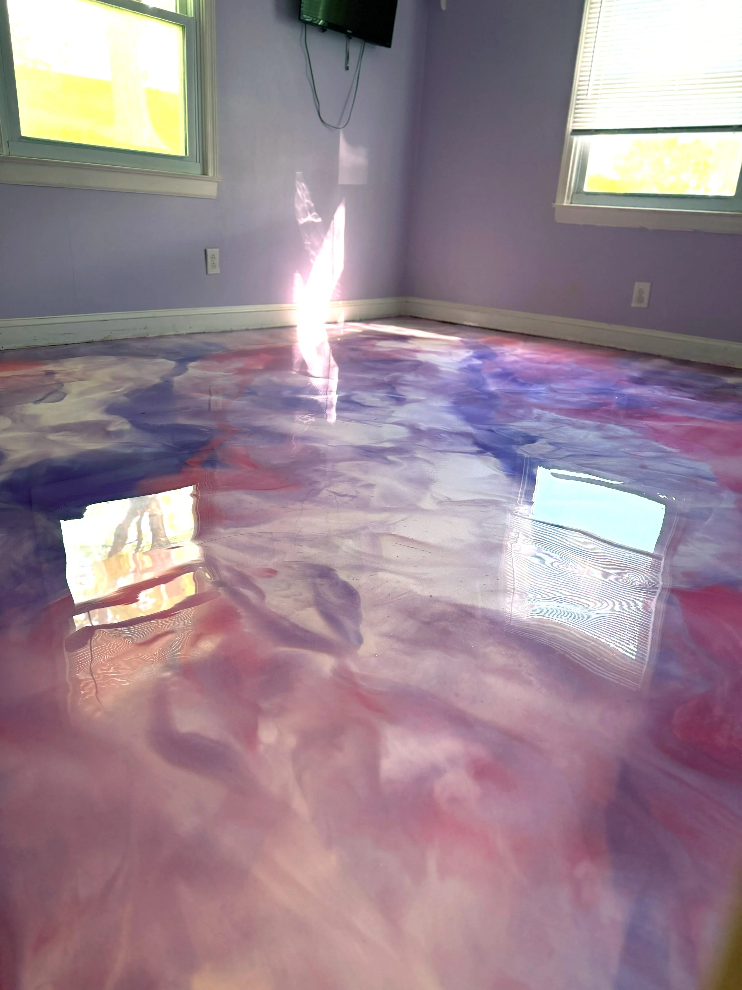 Purple and Pink Epoxy Swirl Floor in Ilion New York