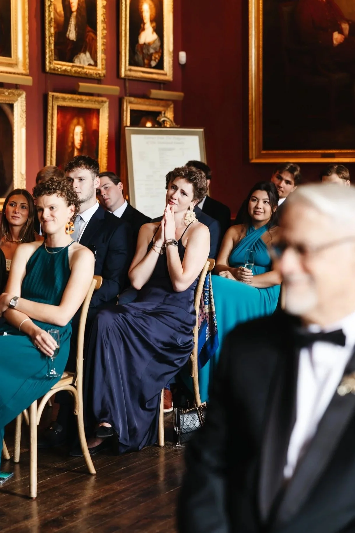 photography of guest looking emotional during Scottish castle wedding ceremony