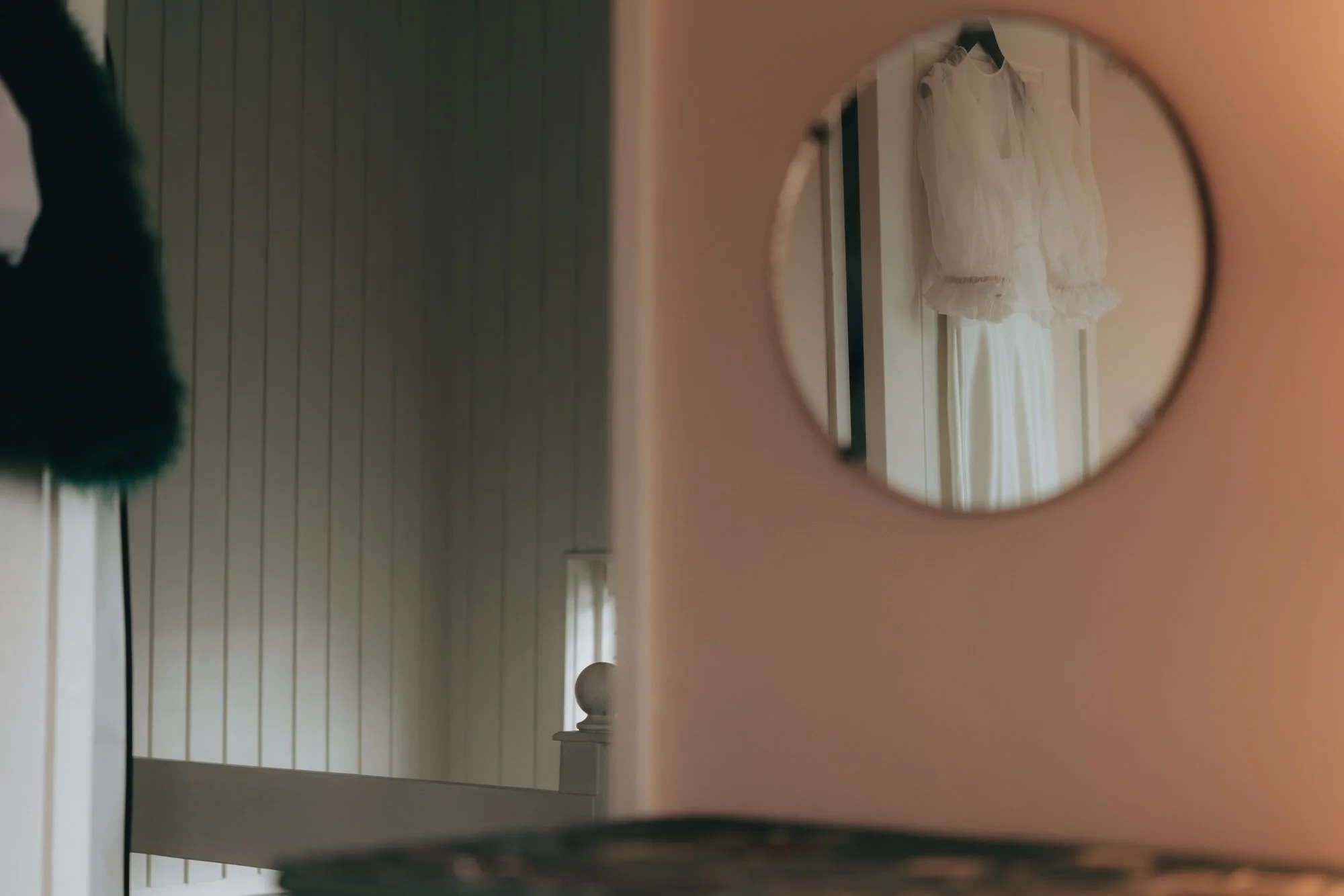 Erin getting ready at home for her intimate Glasgow city wedding
