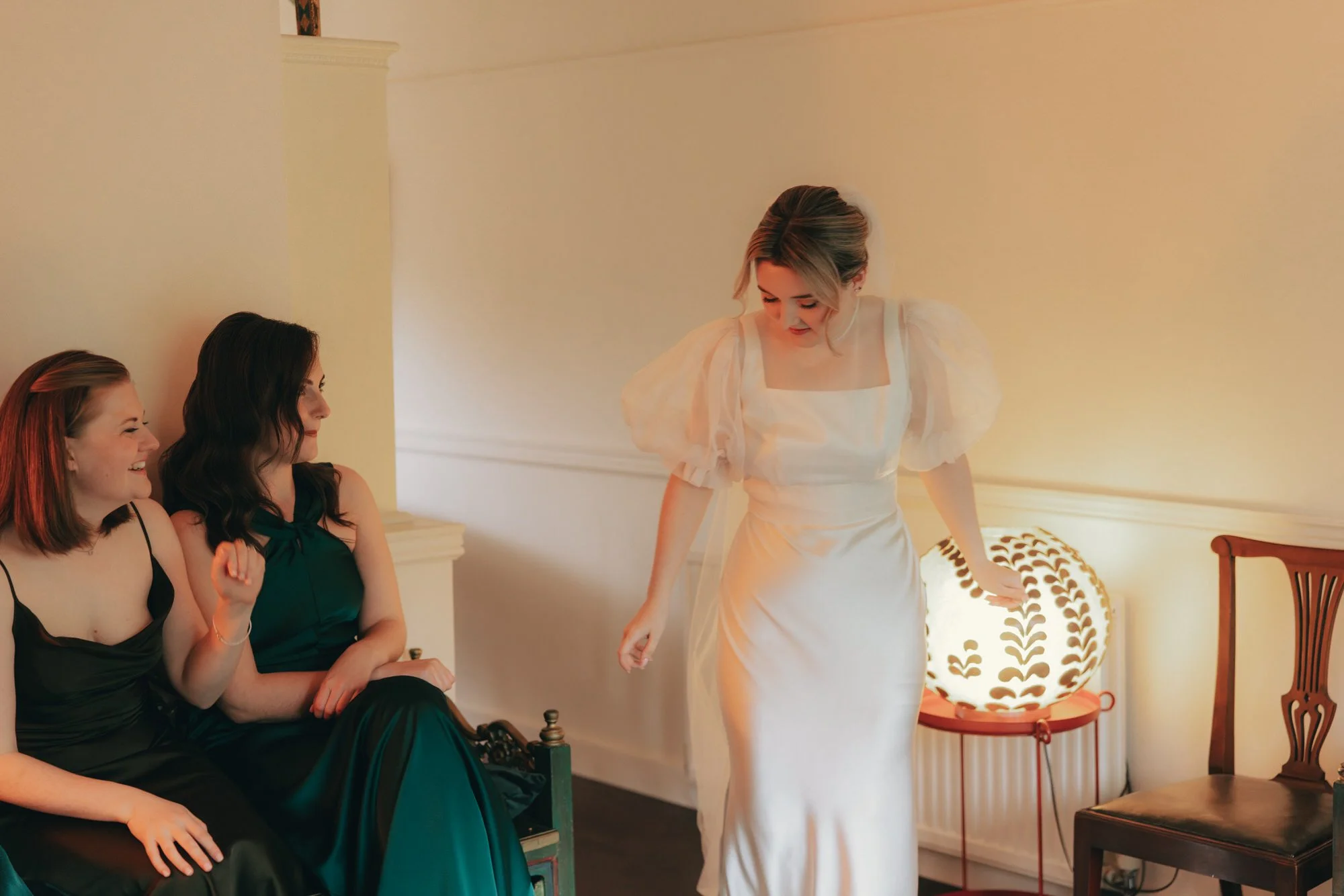 Natural bridal preparation moment before Erin and Matthew’s Glasgow wedding