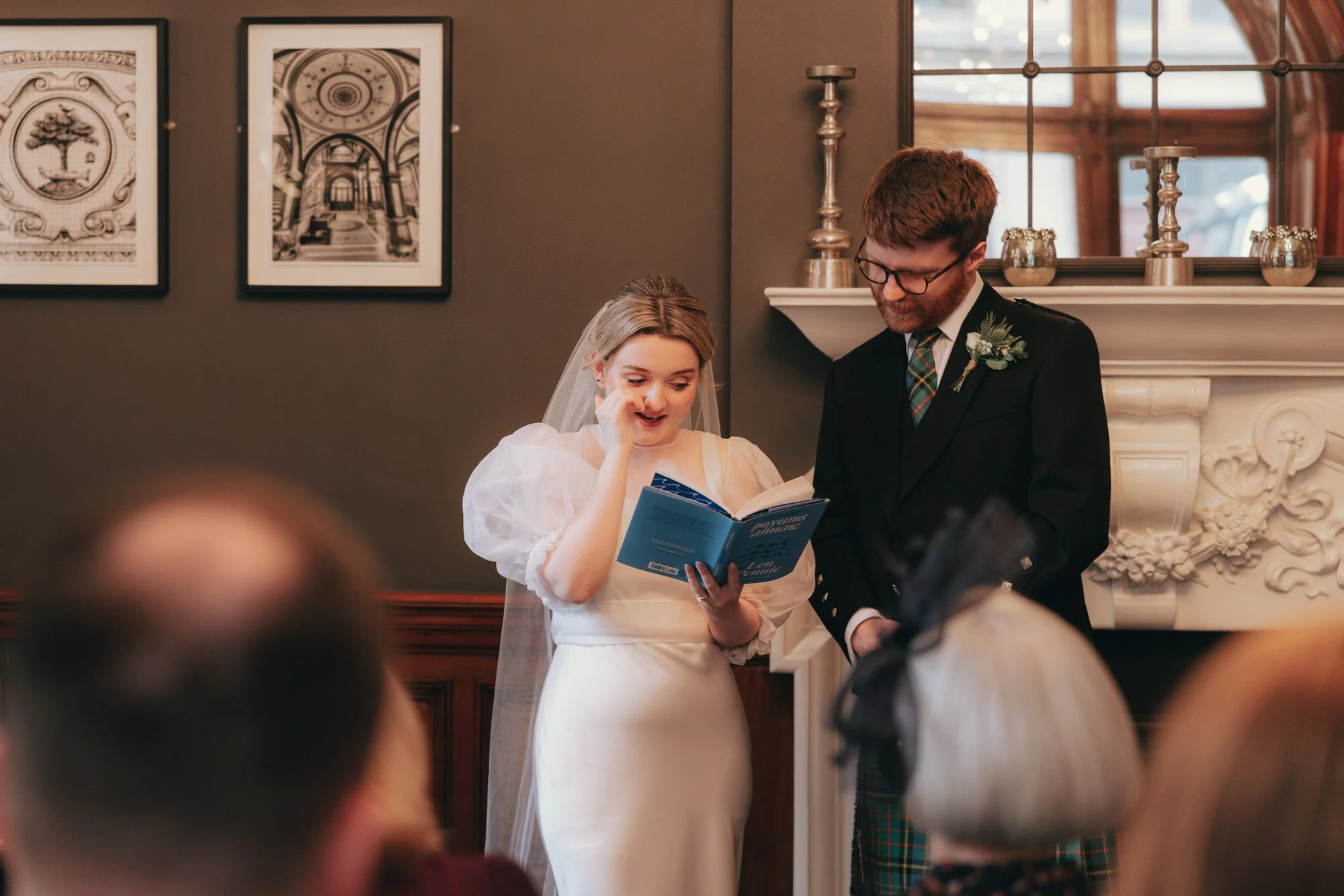 Erin and Matthew during their intimate Glasgow City Chambers wedding ceremony