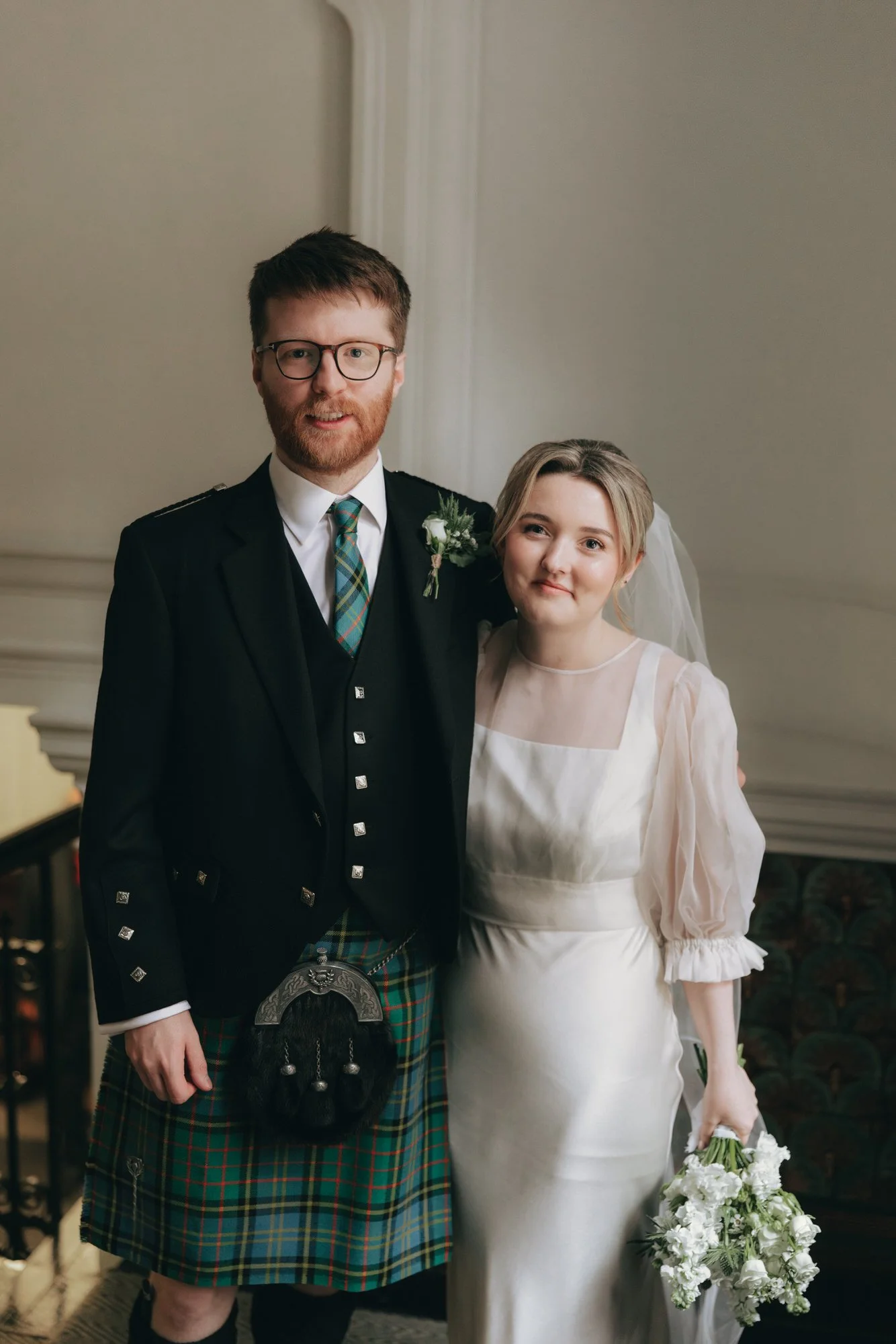Erin and Matthew during their intimate Glasgow City Chambers wedding ceremony