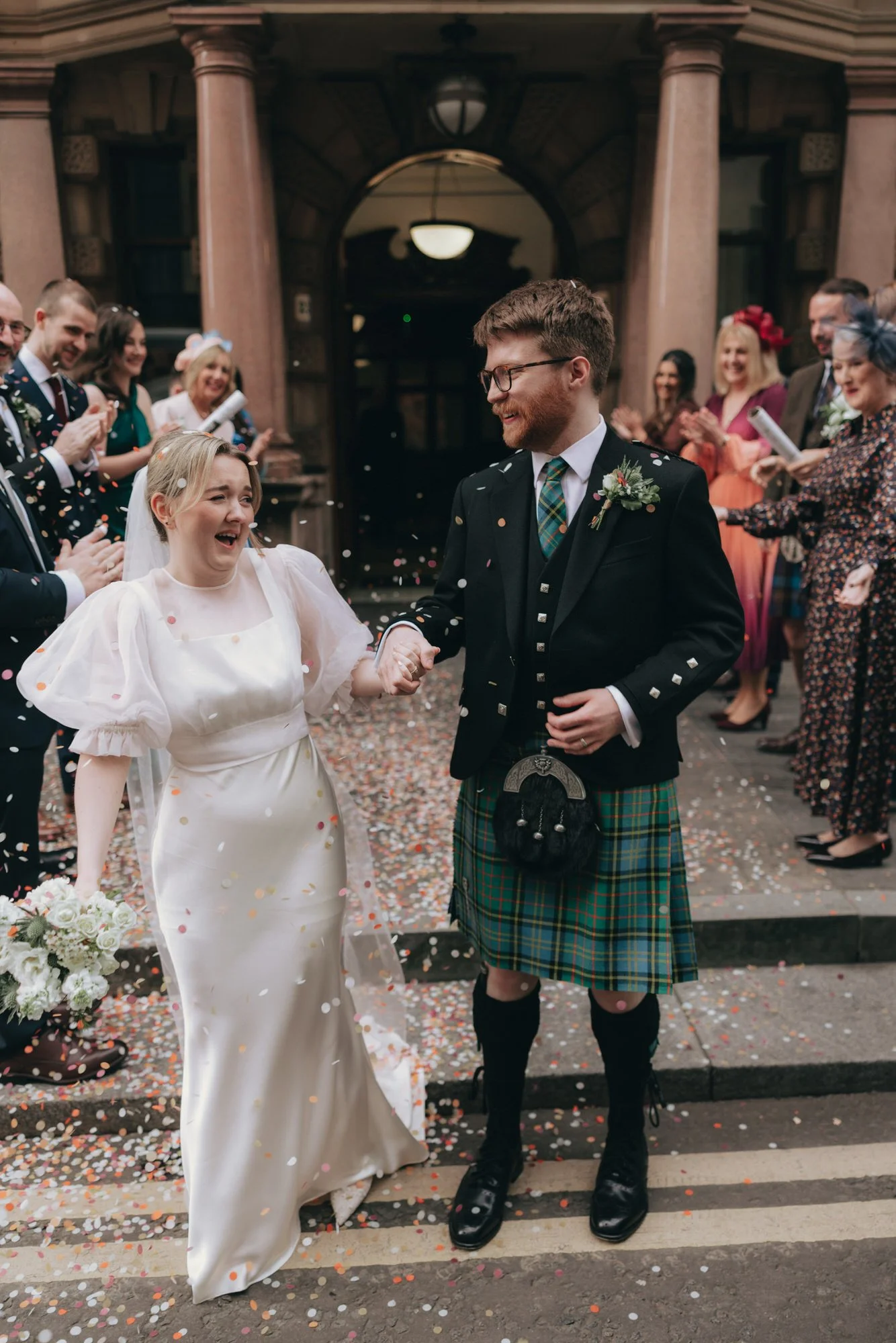 Family and friends at Erin and Matthew’s relaxed Glasgow registry wedding