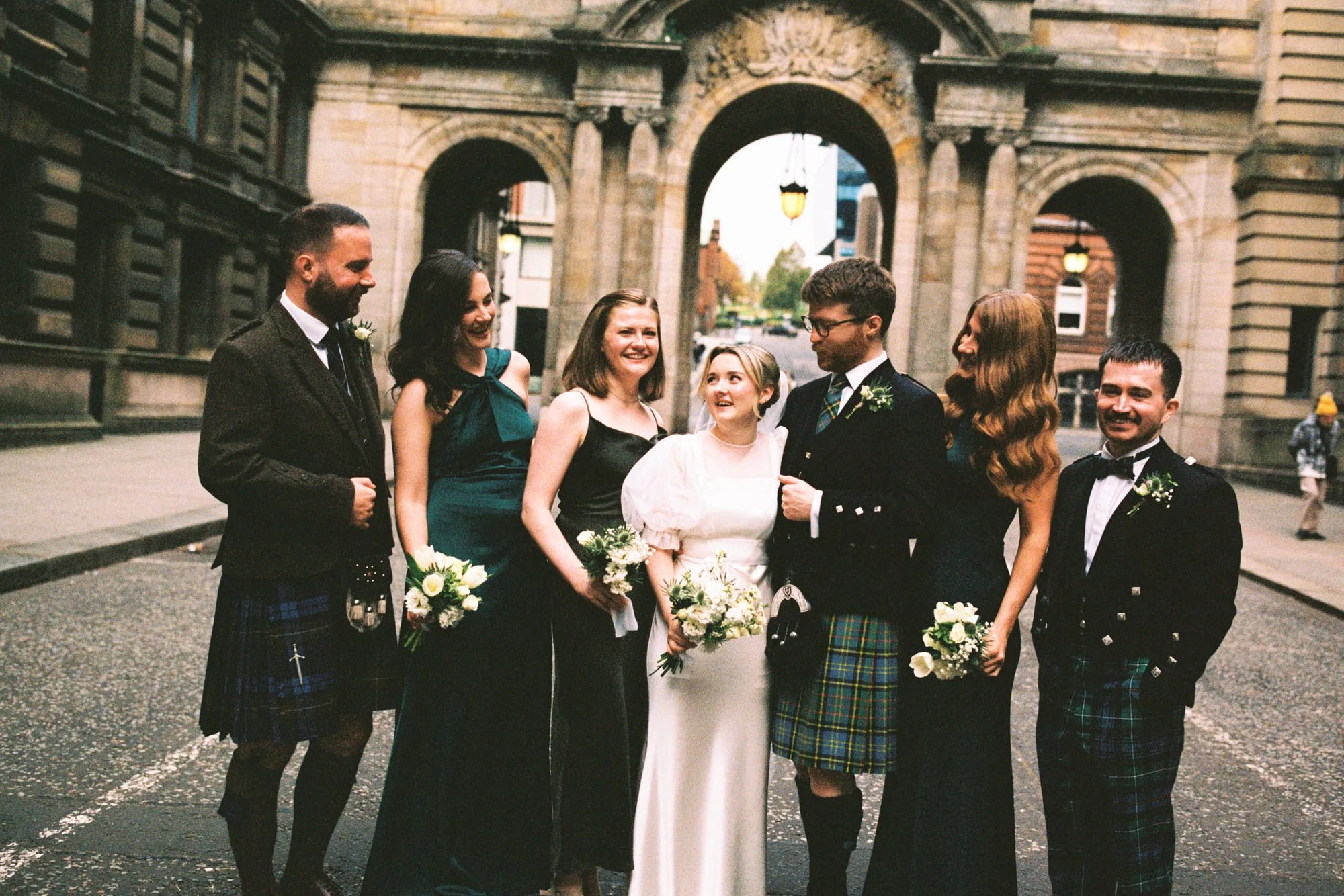 Autumn wedding portrait of Erin and Matthew around Kelvin Way in Glasgow