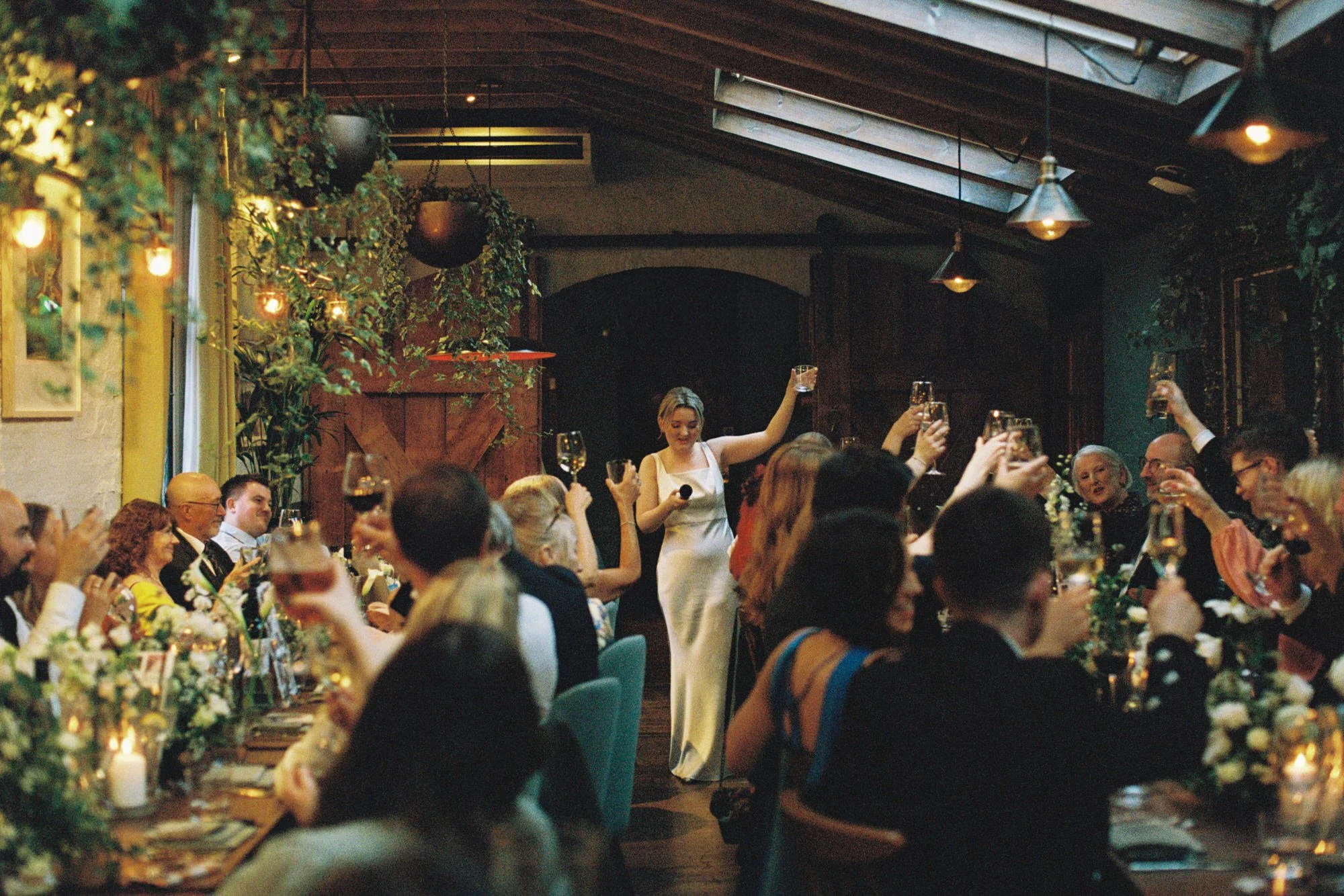A warm, candid moment from Erin and Matthew’s Glasgow wedding evening
