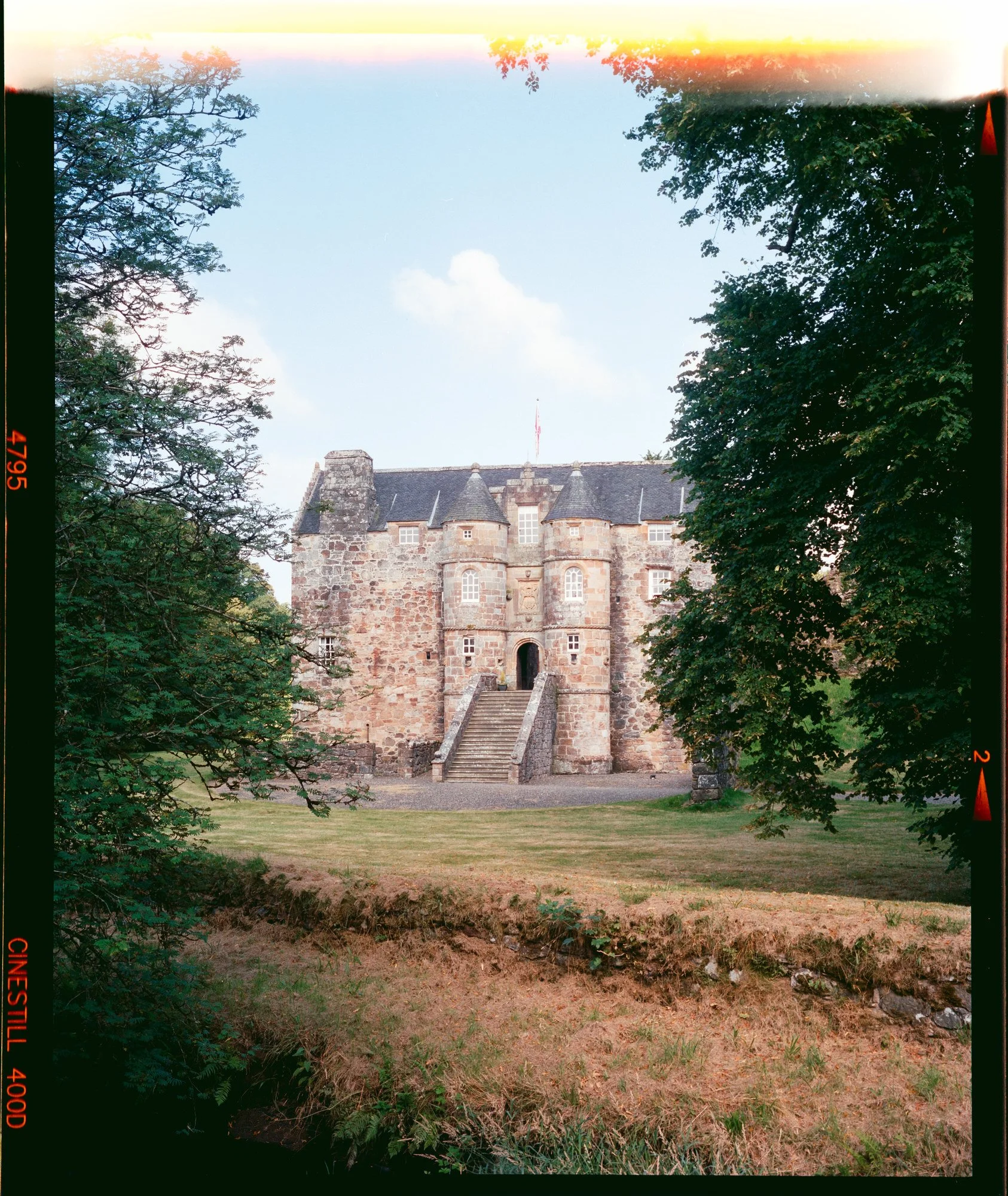 Rowallan Castle exterior photographed on analogue film