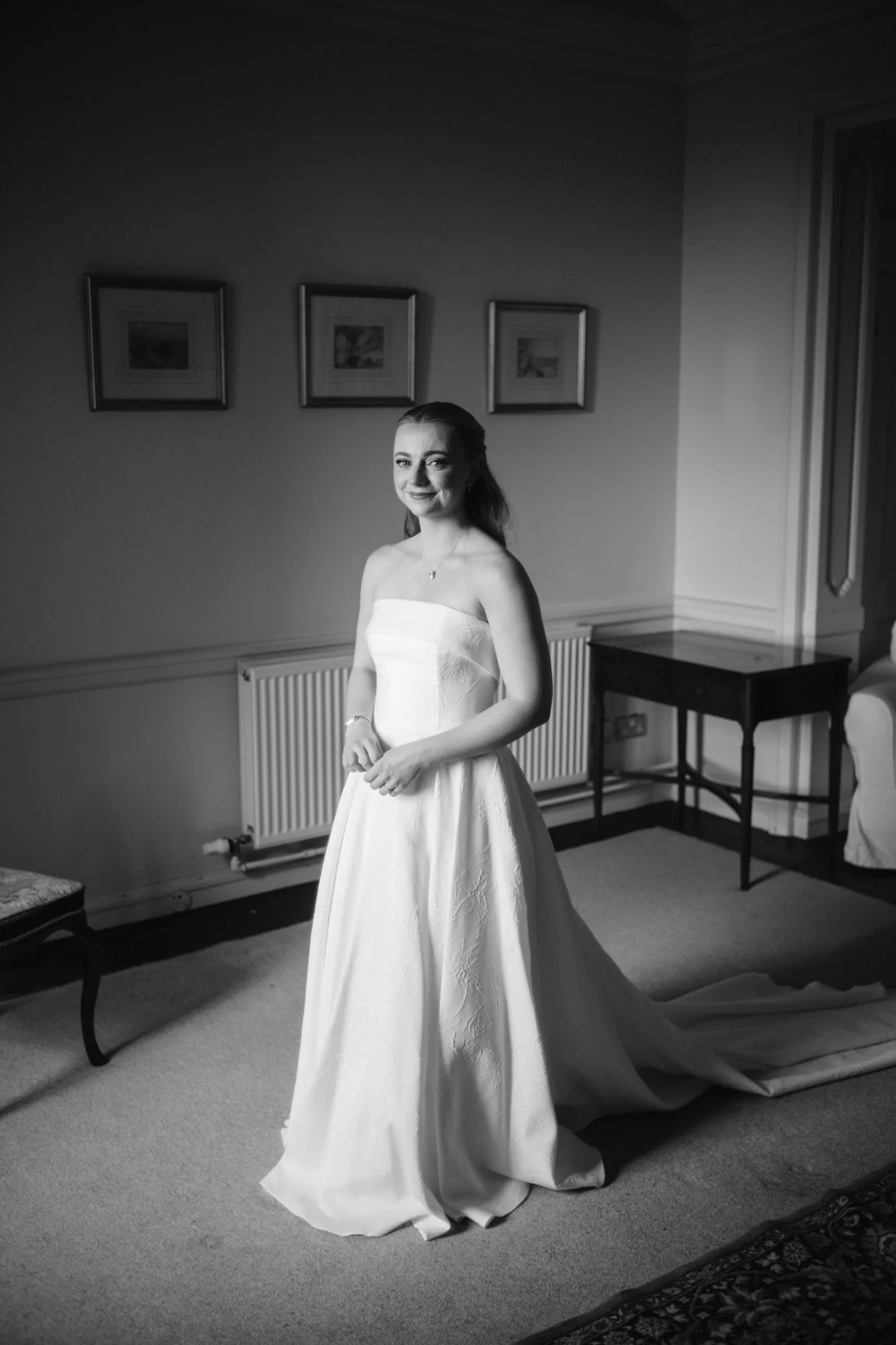Bridal preparations in soft window light at Rowallan Castle