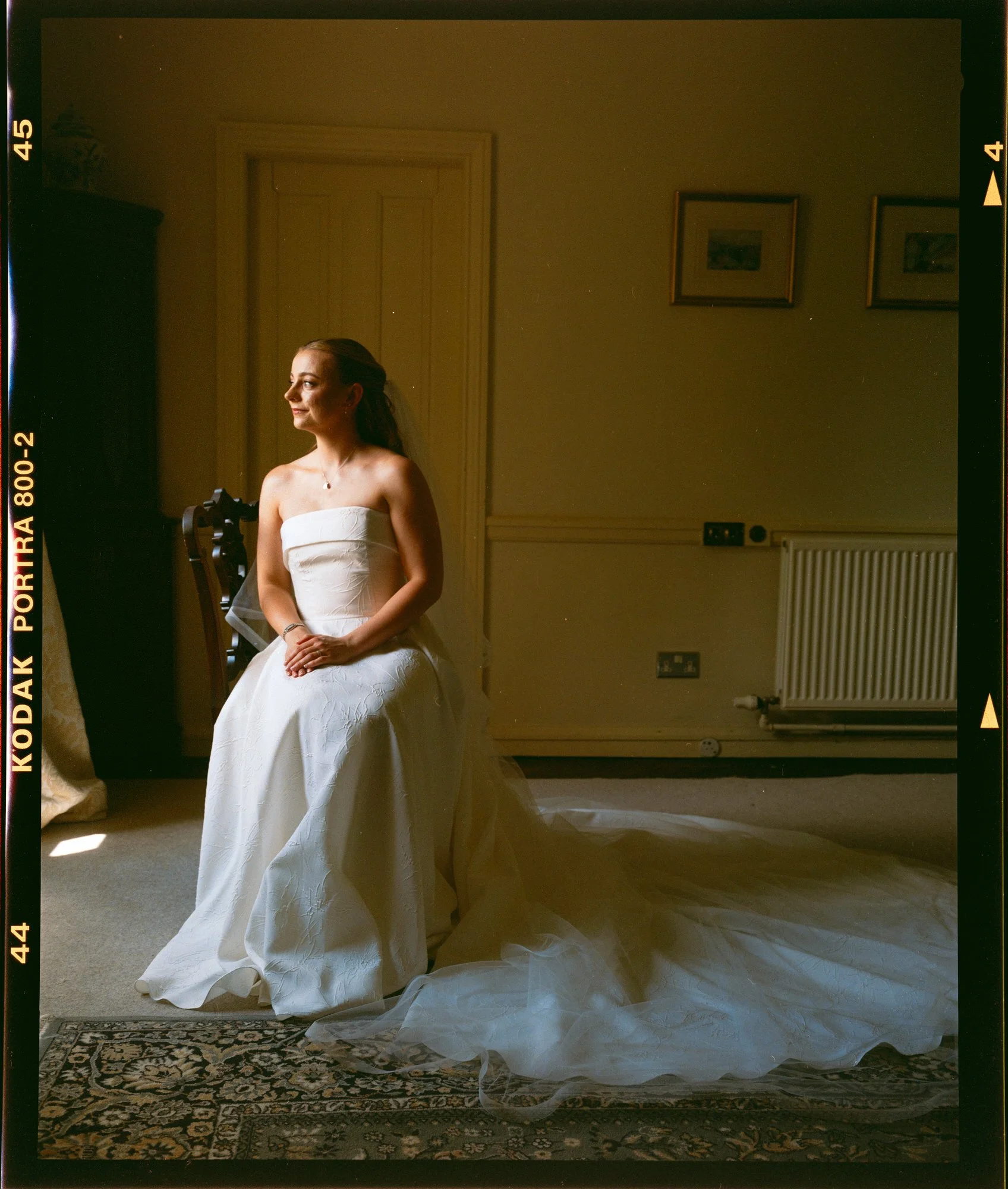 Colourful wedding flowers inside Rowallan Castle