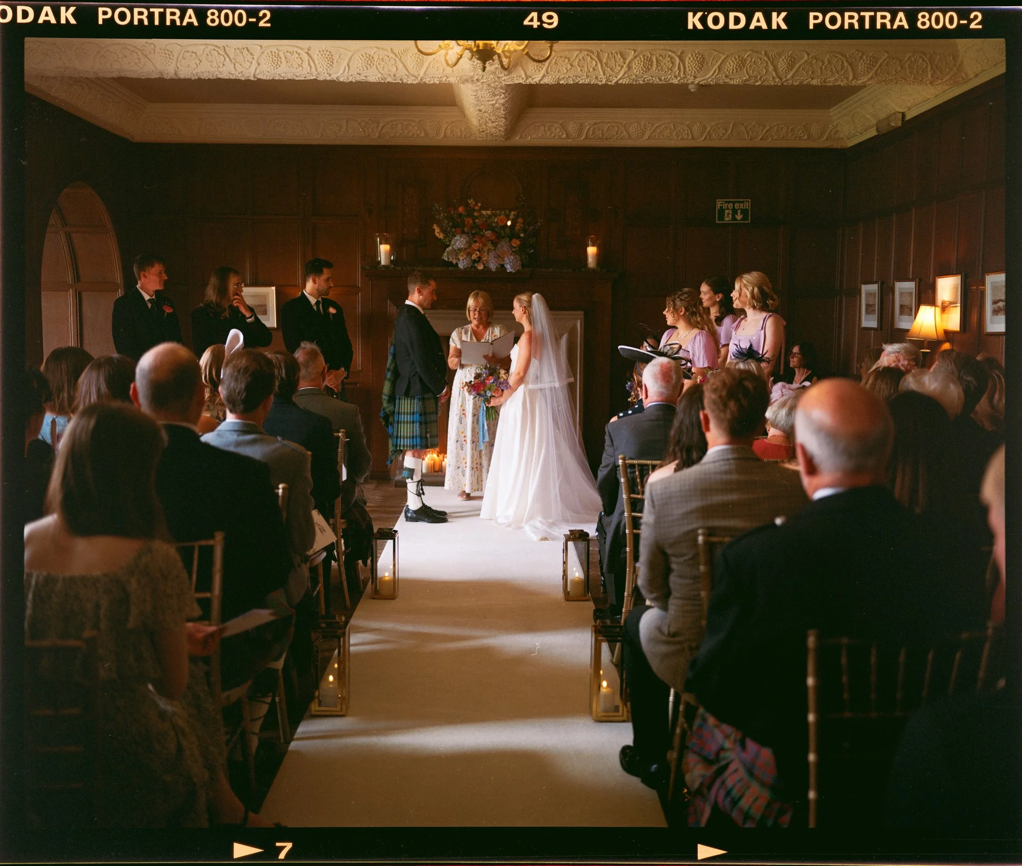 Warm candlelight during the Rowallan Castle wedding ceremony
