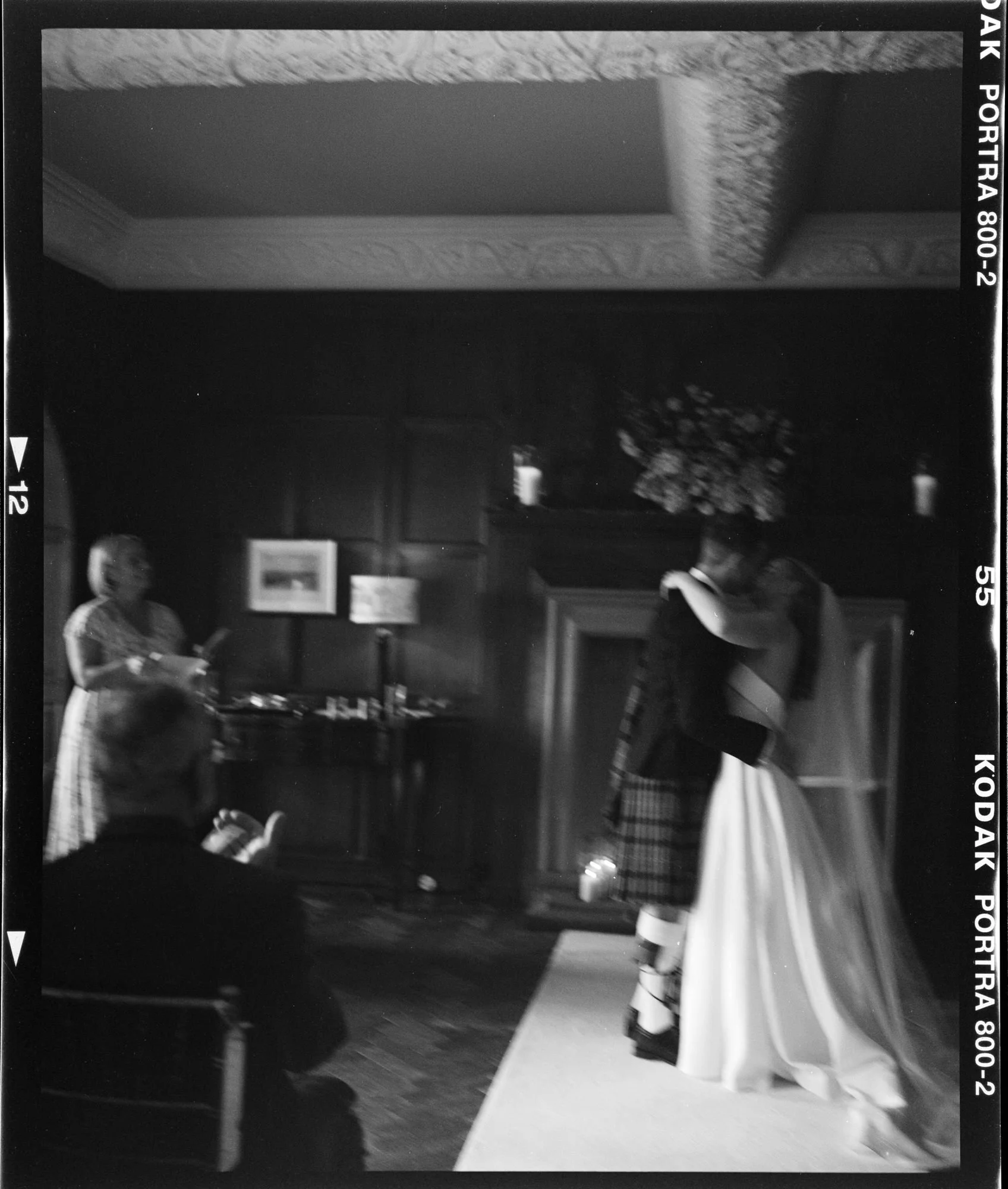 Candid ceremony moment at a Rowallan Castle wedding