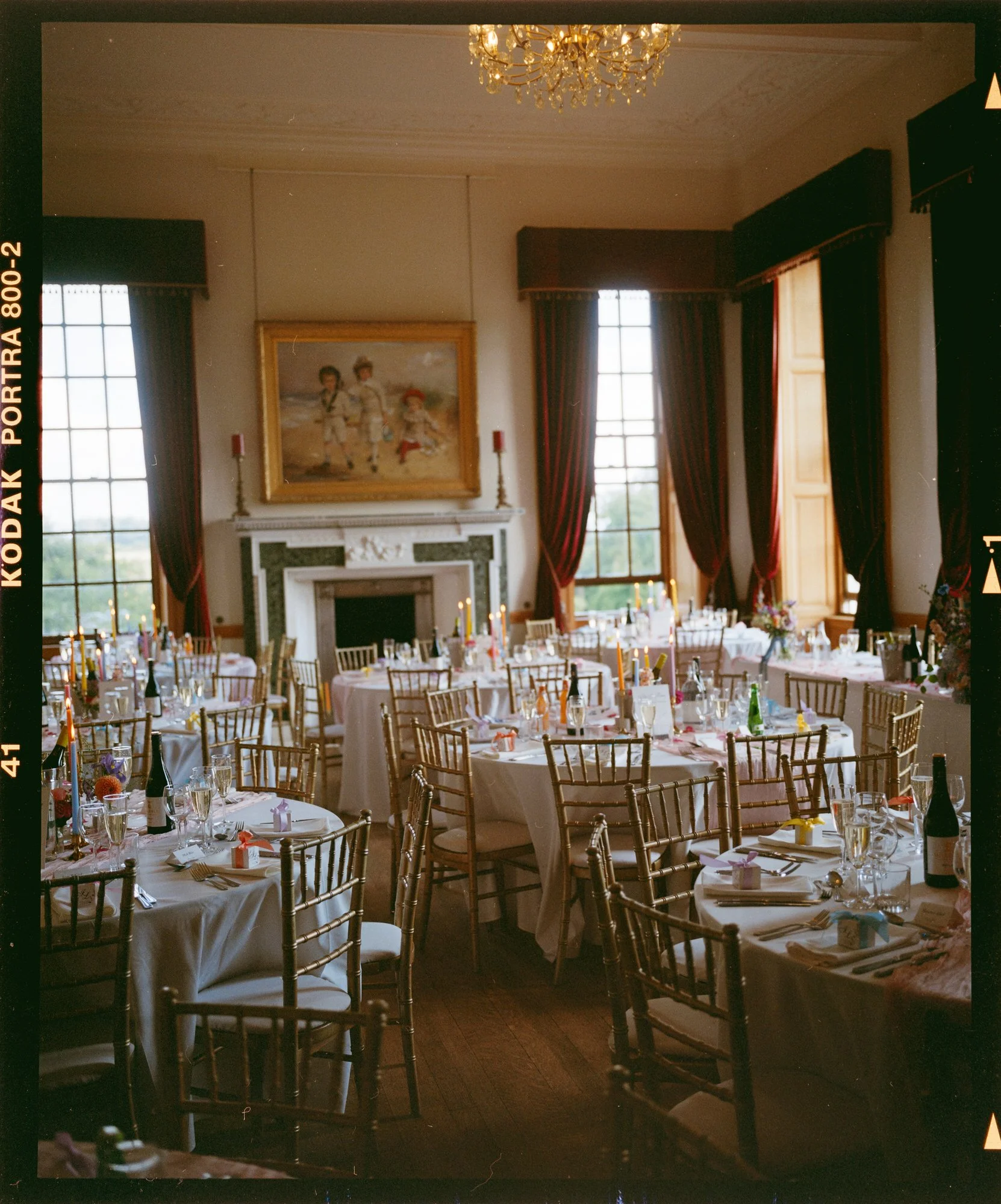 Guests enjoying drinks at a Rowallan Castle wedding