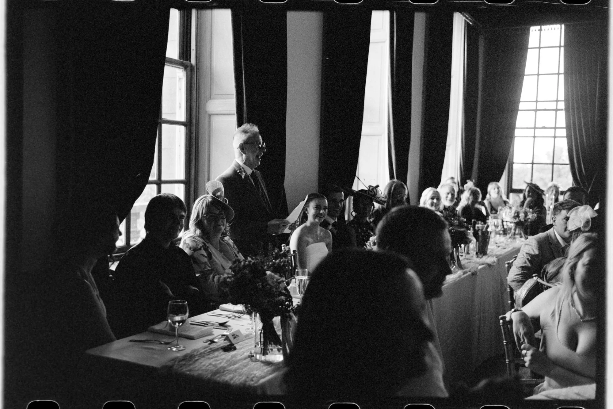 A candid guest moment during dinner at Rowallan Castle