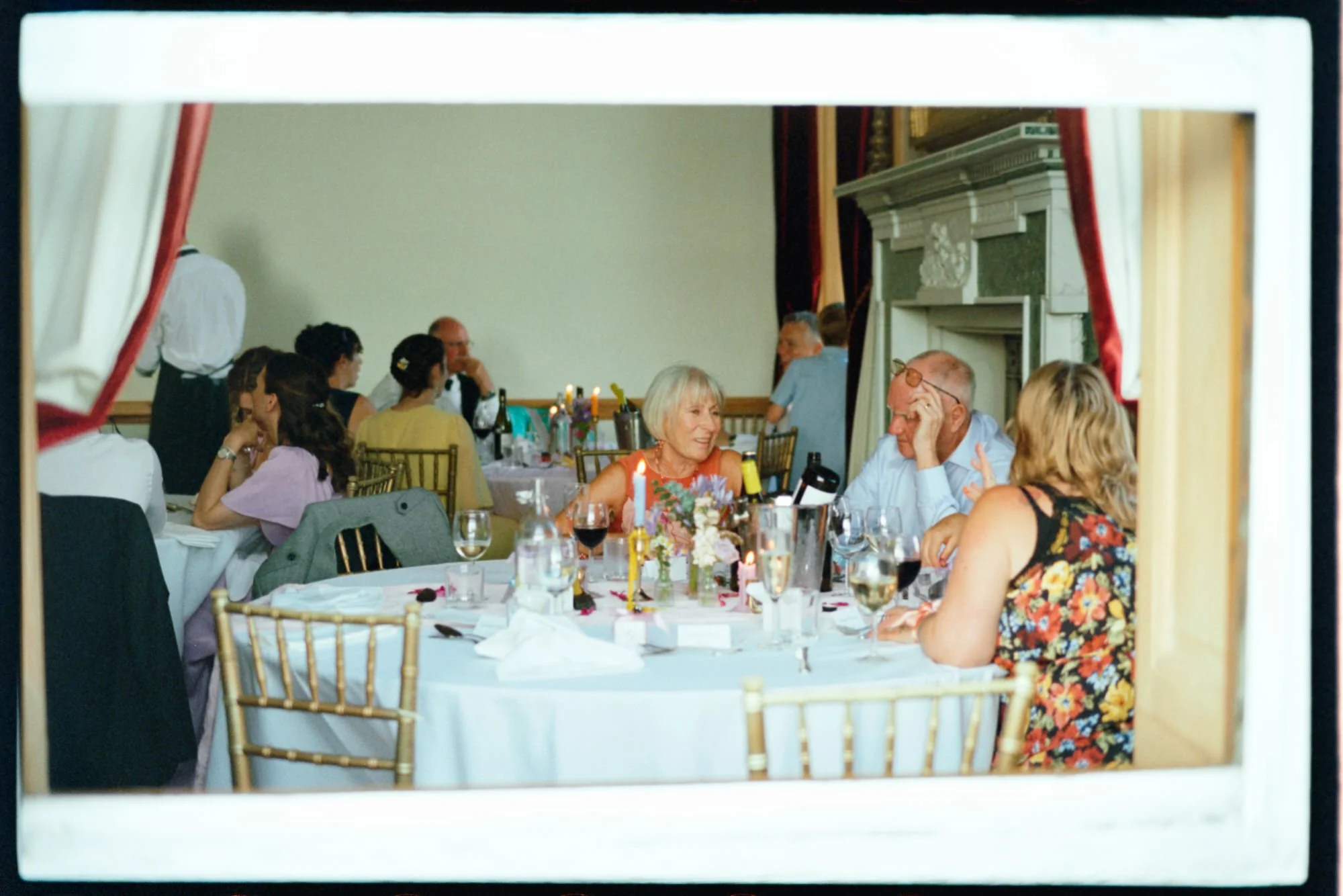 A candid guest moment during dinner at Rowallan Castle
