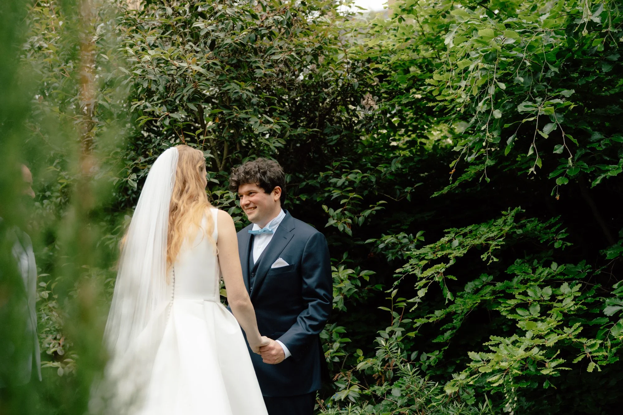 Alessandro and Mara exchanging vows in their Morningside back garden
