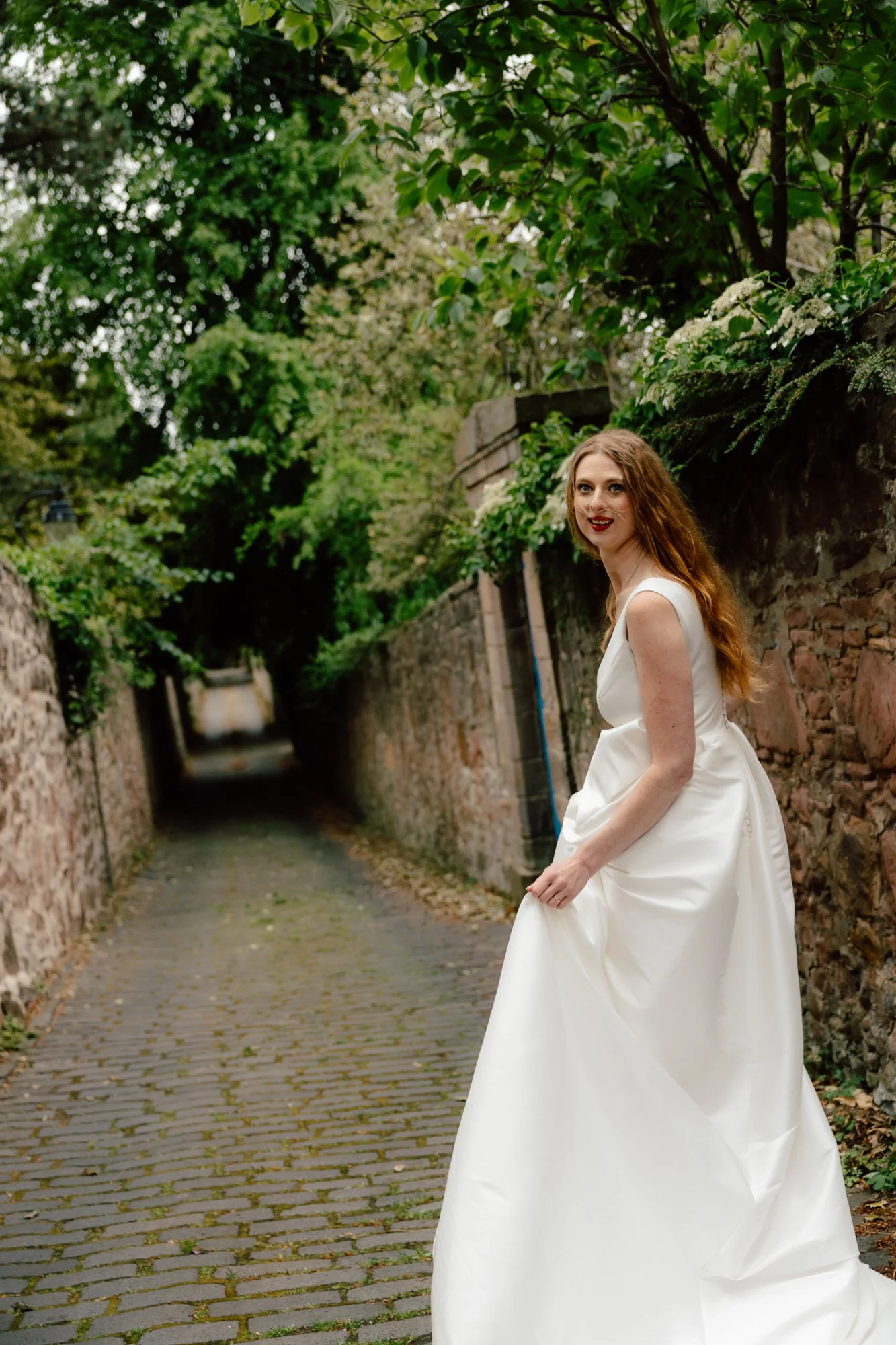 Natural wedding portrait photographed on analogue film in Edinburgh