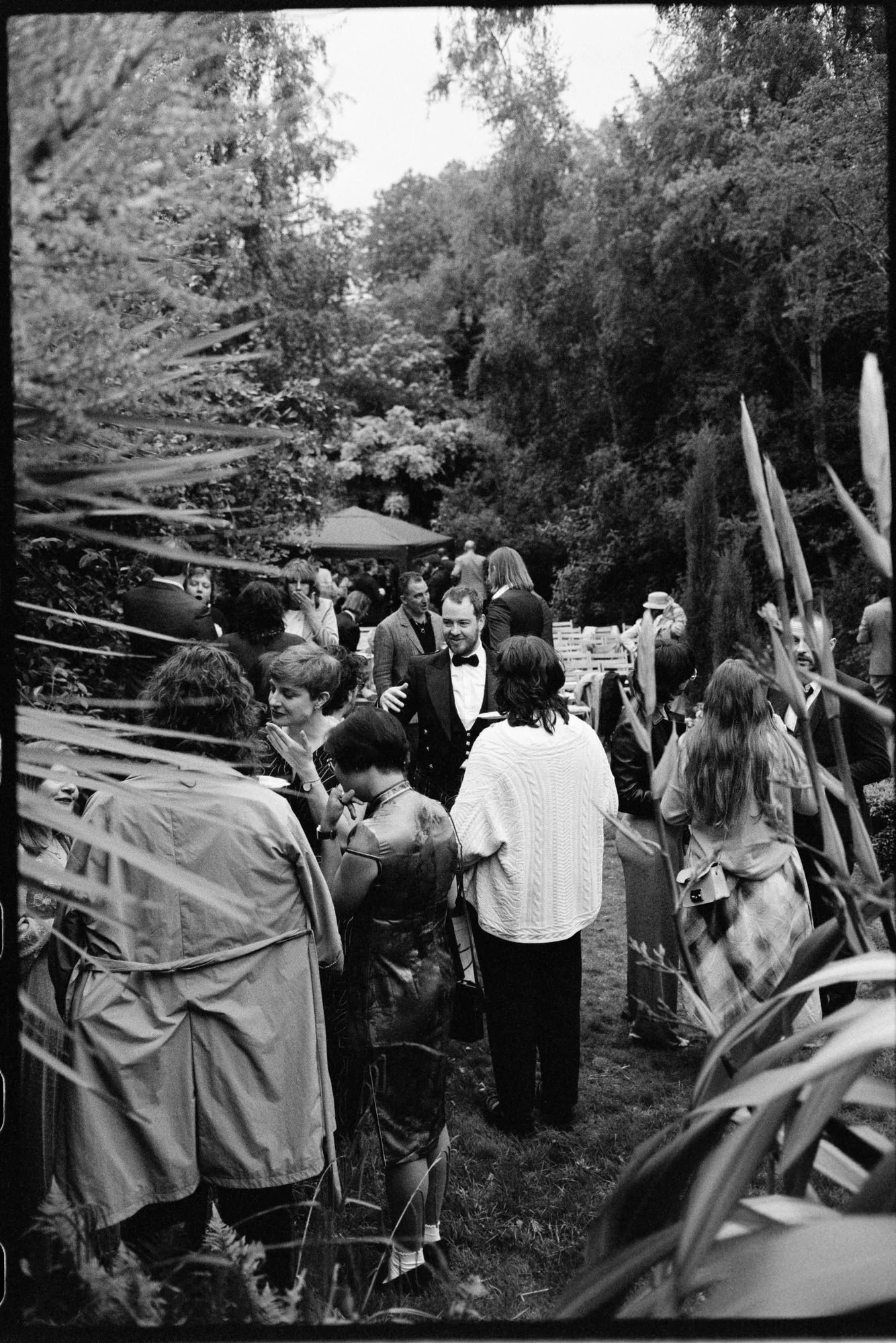 Analogue film photograph from an intimate Edinburgh garden wedding