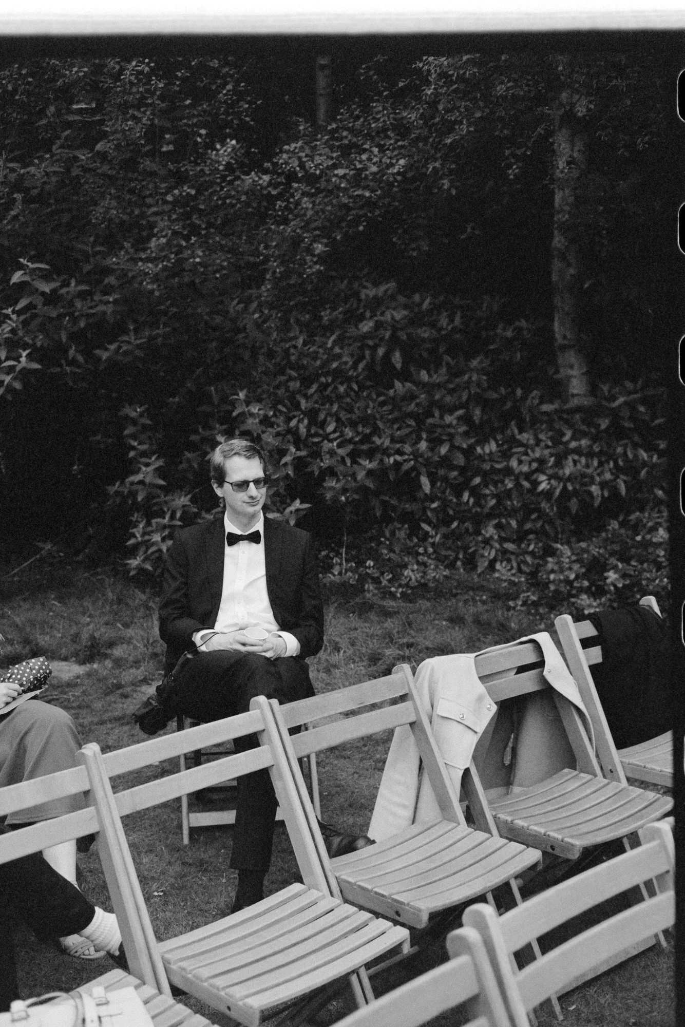 Natural wedding moment captured on 35mm film in Edinburgh