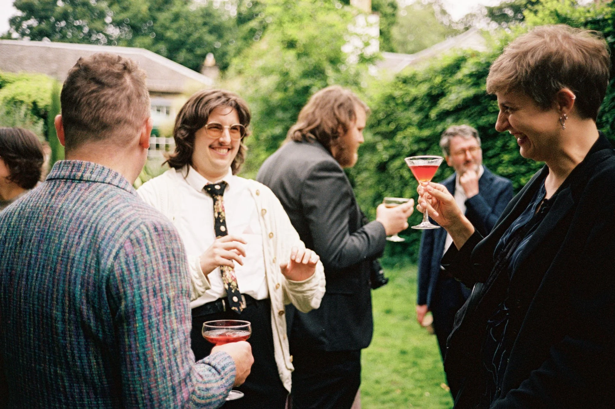 Natural wedding moment captured on 35mm film in Edinburgh