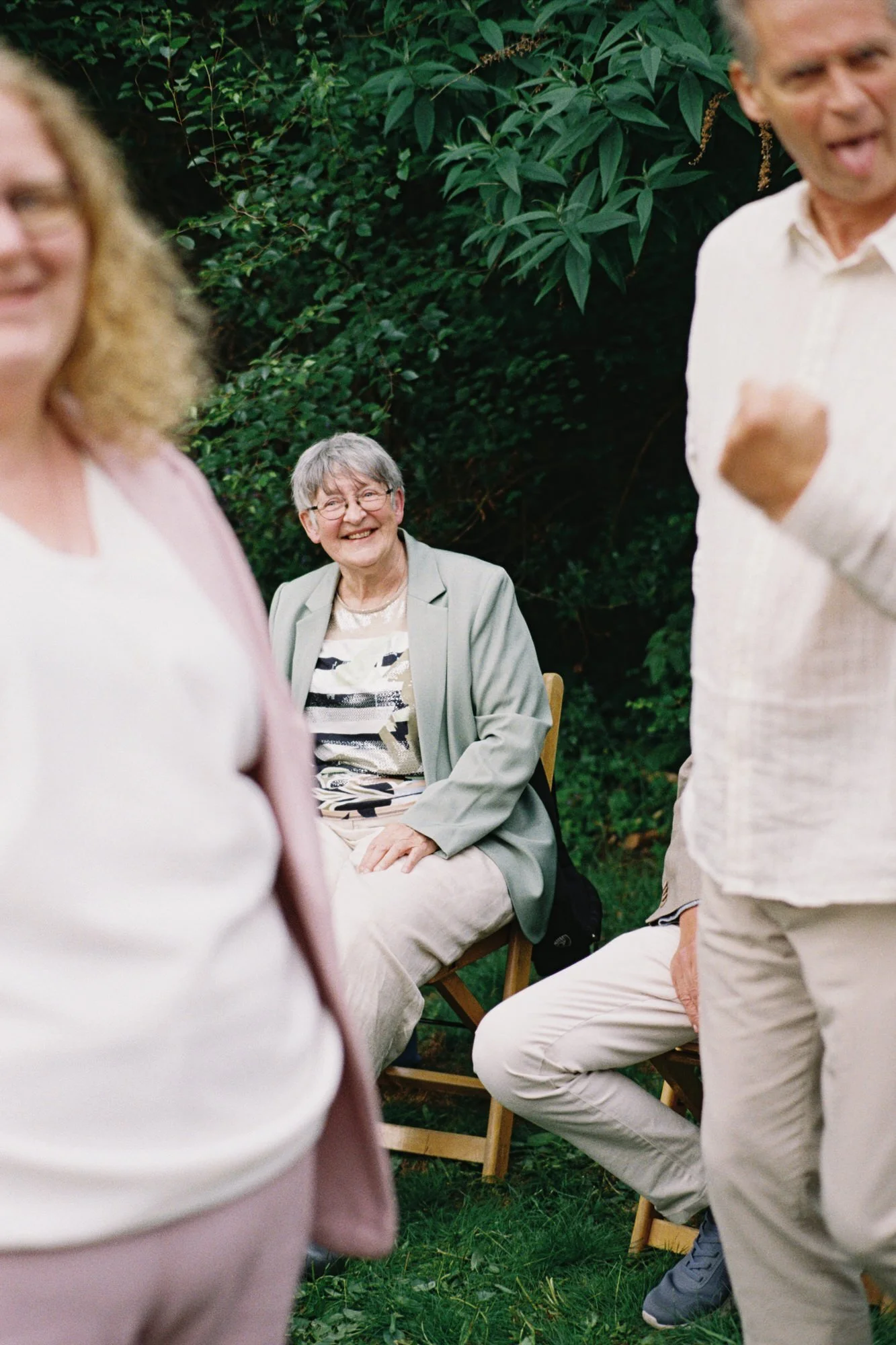 Analogue film photograph from an intimate Edinburgh garden wedding