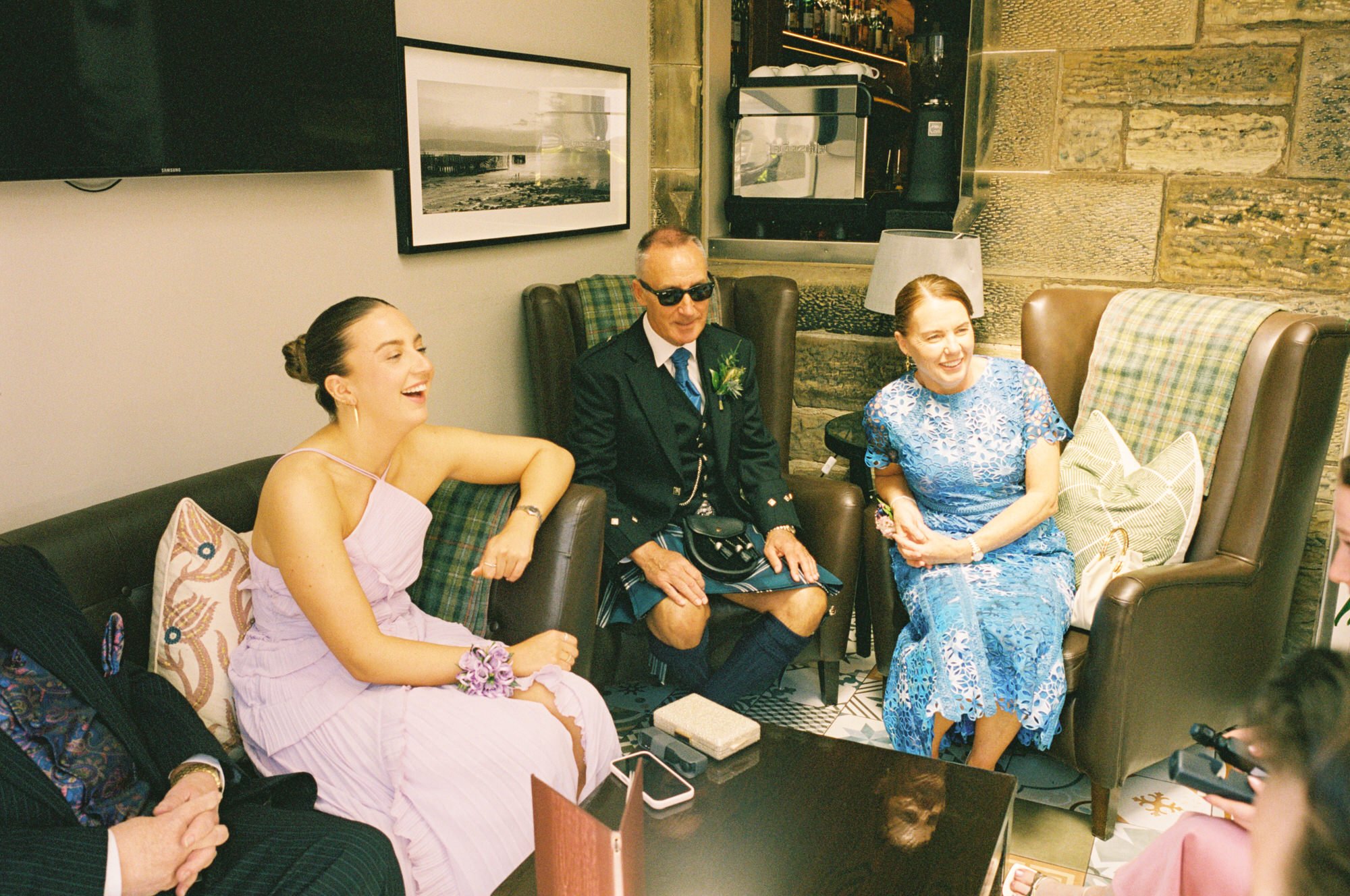 Family gathered before the intimate St Andrews wedding ceremony