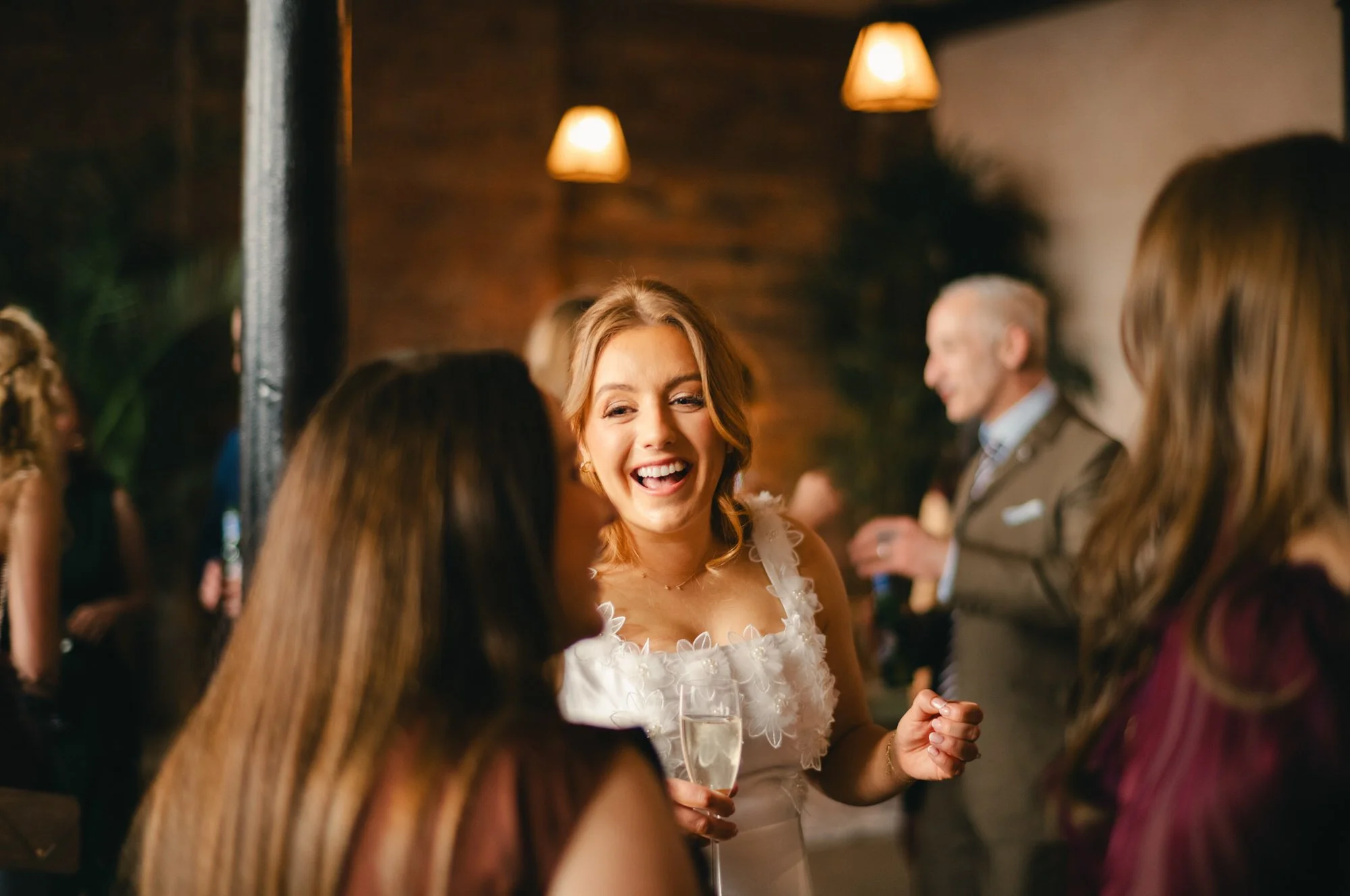 Documentary wedding photography among the exposed brick at The Engine Works