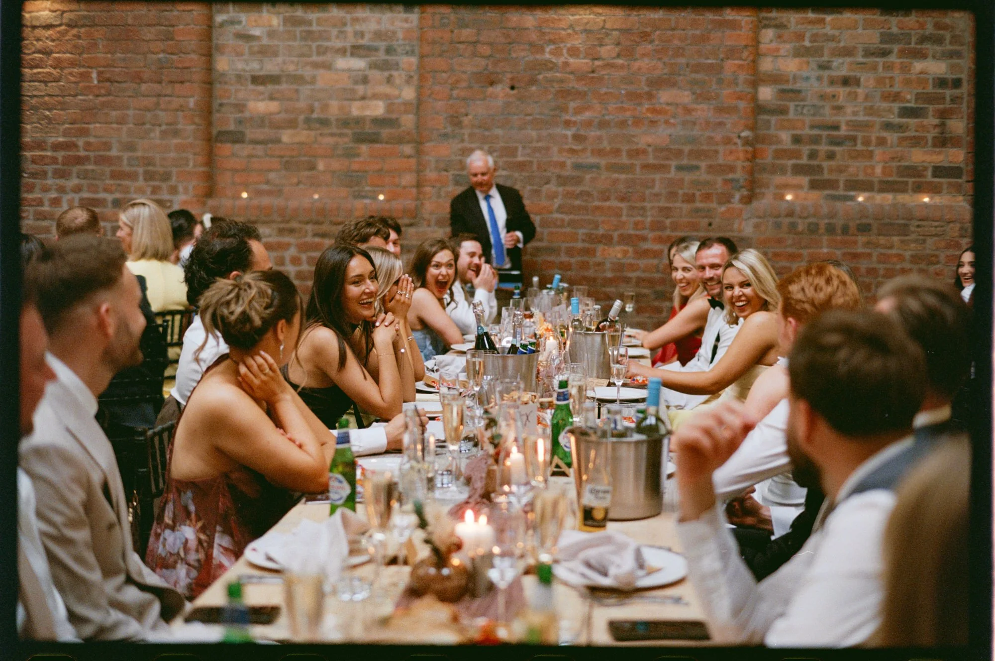 Ally giving his speech at The Engine Works wedding reception